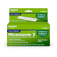 Amazon Basic Care Miconazole Nitrate Vaginal Cream 4 Percent 3-Day Yeast Infection Treatment for Women with Prefilled Applicators