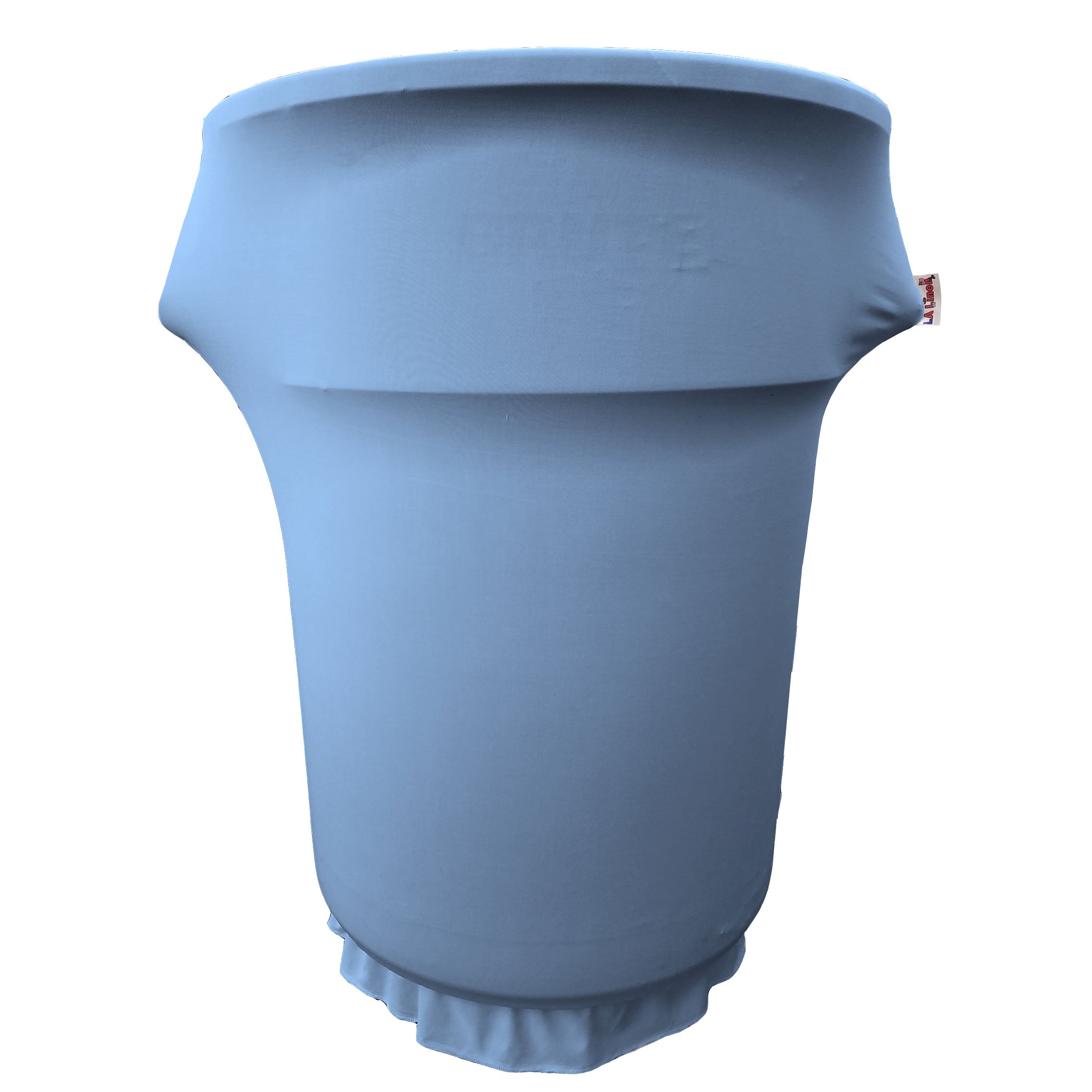 LA Linen Stretch Spandex Fitted Trash Can Cover for 55 Gallon on Wheels, Bin Waste Container Cover, Outdoor Indoor Patio Backyard Decor, Blue Light
