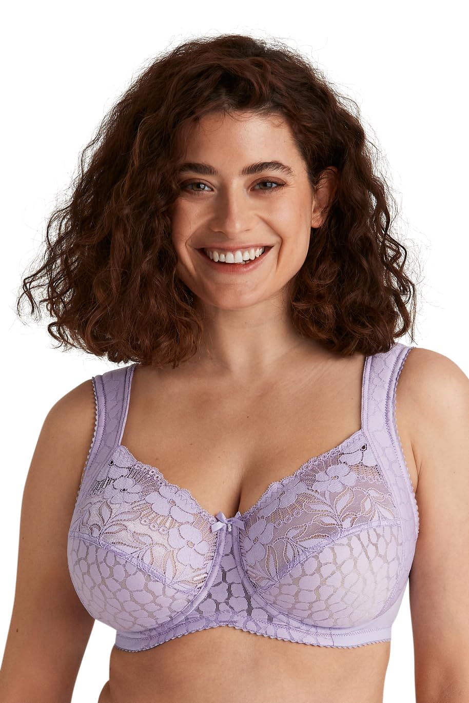 Miss Mary Of Sweden Women's Lavender Jacquard & Lace Underwired Bra With Side Support 36E