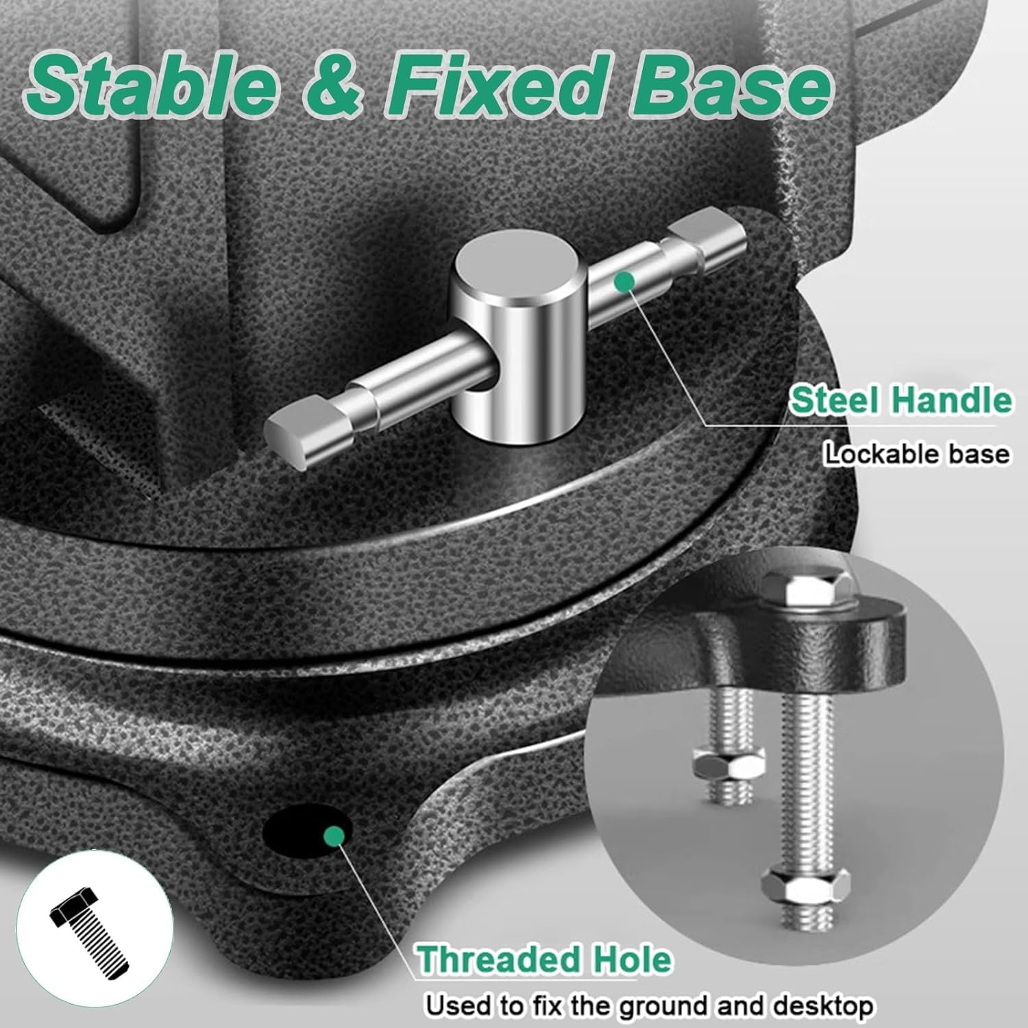 Étau d;établi Rotatif à 360° réglable pour Le Travail du Bois, des métaux et Les projets de Bricolage. Kit de vis Inclus. Mâchoires réglables avec précision. (5inch)
