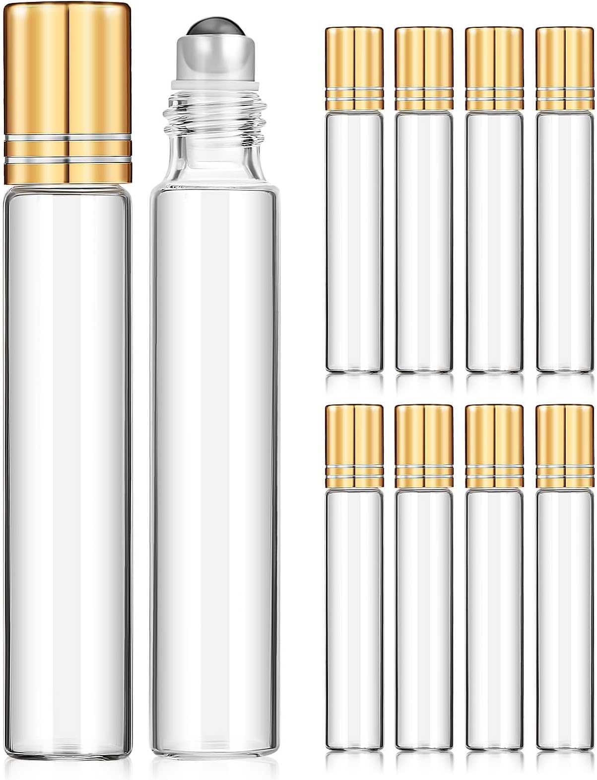 Beavorty 10pcs Refillable Rollerball Bottles Portable Travel Empty Perfume and Essential Oil Bottles No Leakage Durable Glass for Aromatherapy