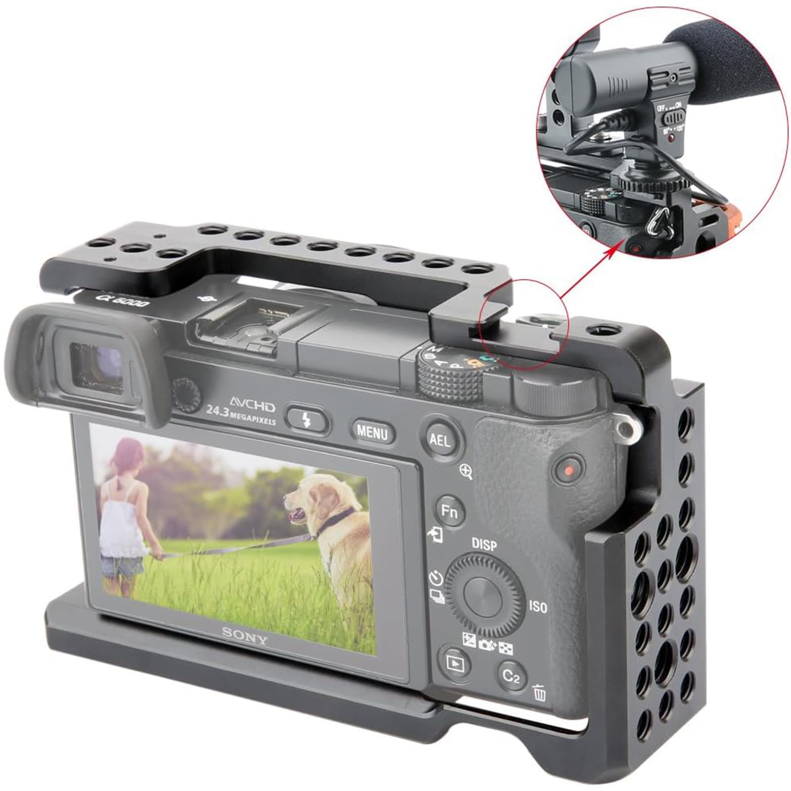 NICEYRIG Aluminium Kamera Käfig für So-ny A6100 A6400 A6300 A6000 NEX7 mit 1/4” Gewinde und Cold Shoe
