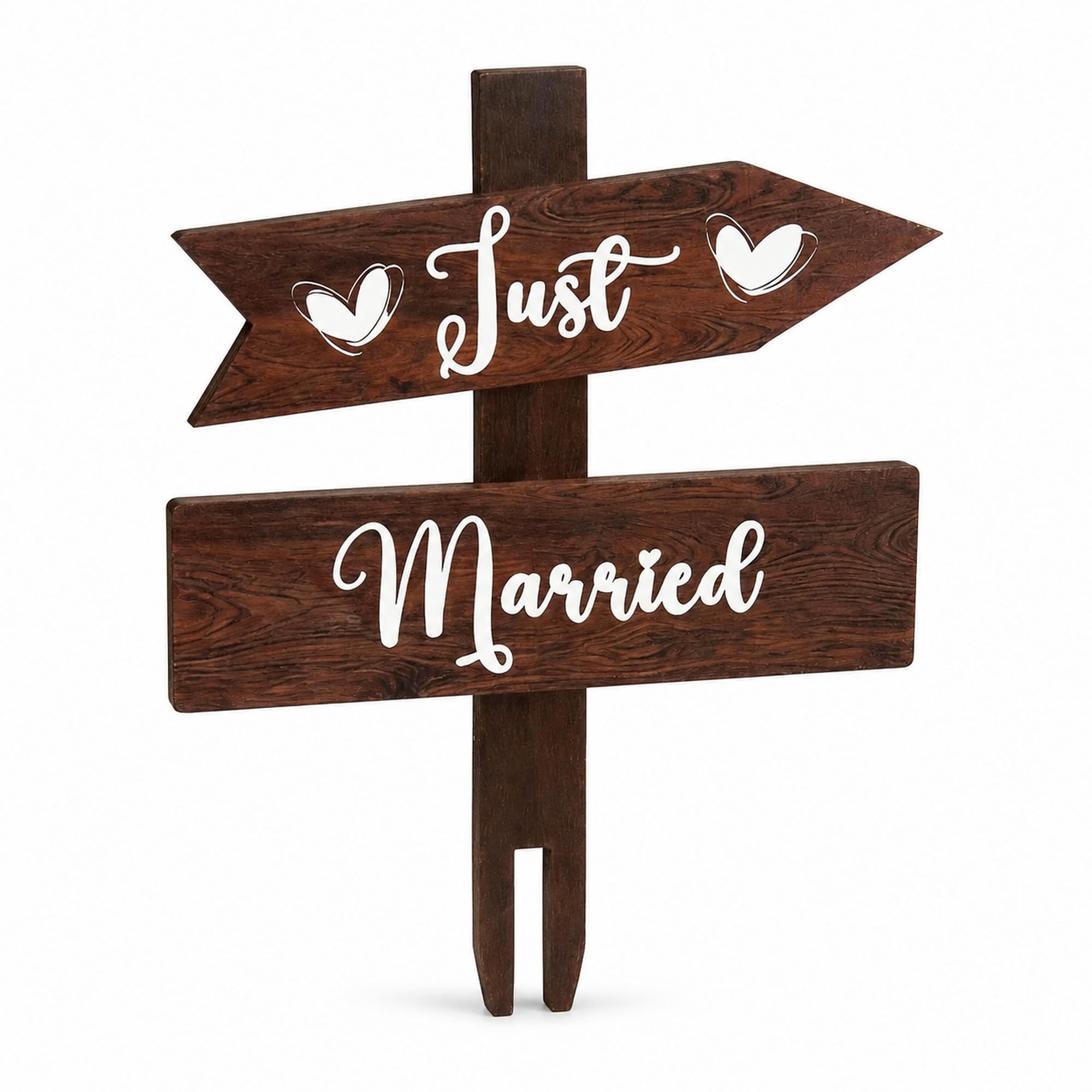 Just Married Wooden Cake Topper, Rustic Wedding Decoration for Cakes