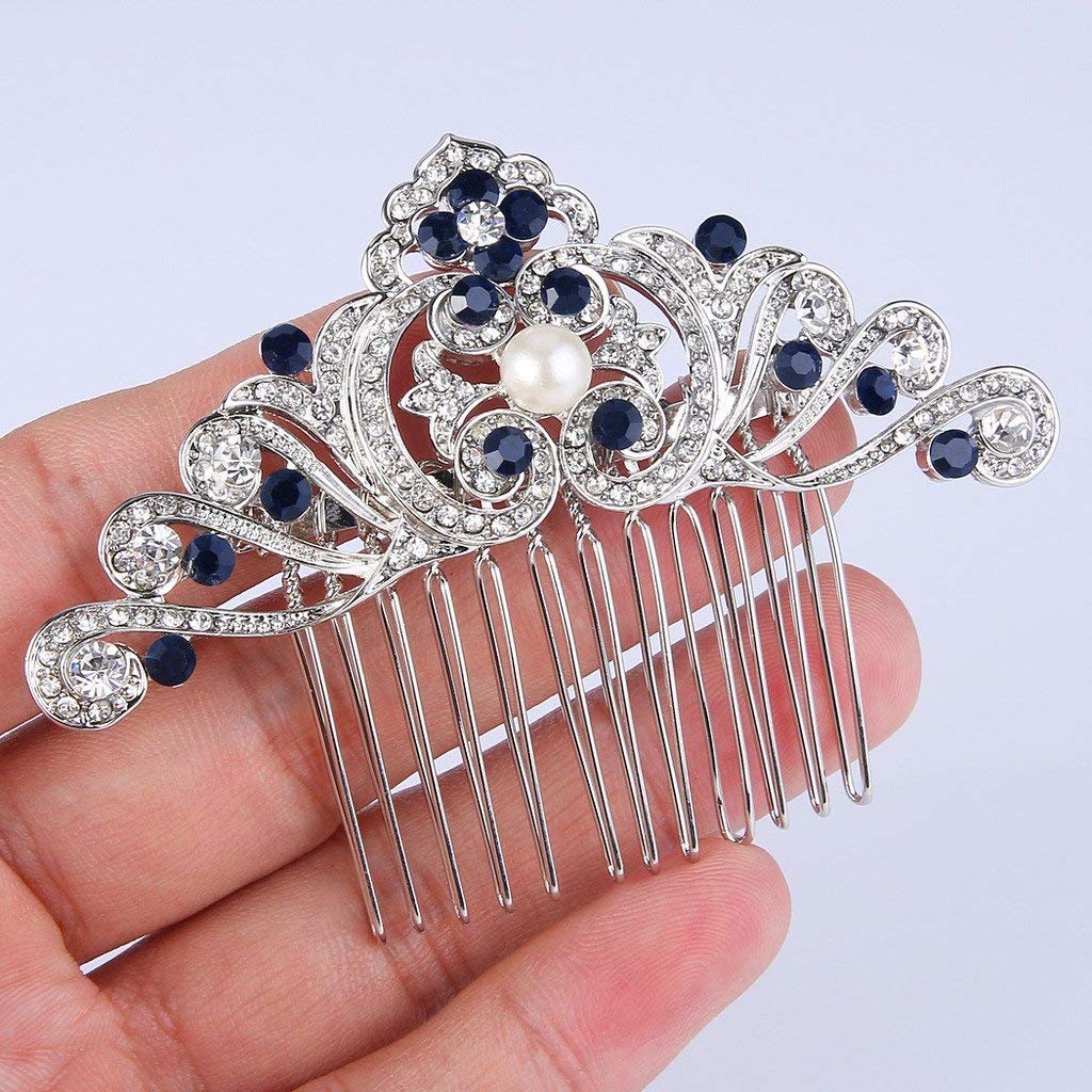 Amazon.com : EVER FAITH Wedding Hair Accessories Blue  display picture 3