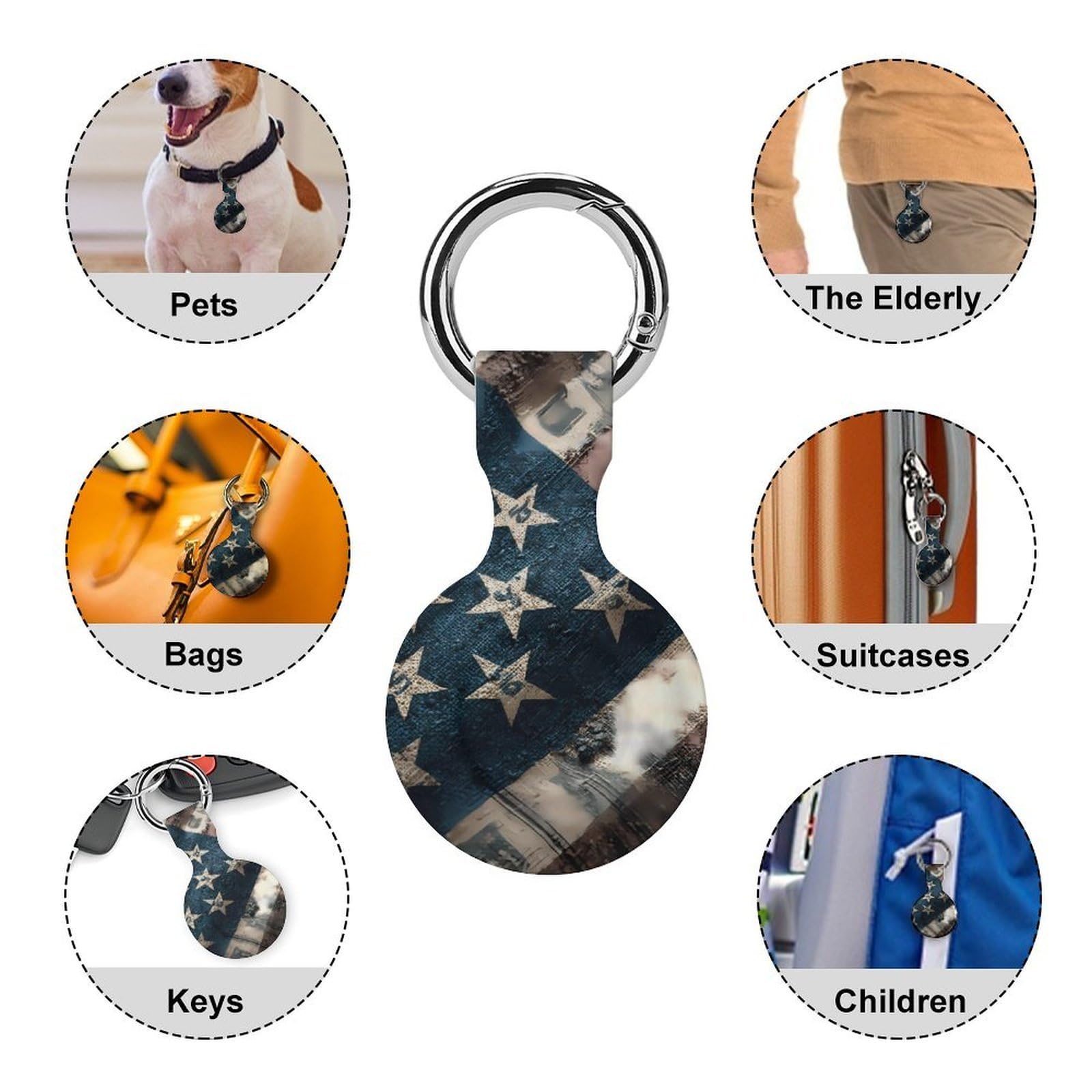 US-Flagge, kompatibel mit Airtag-GPS-Hüllen, 4 Stück