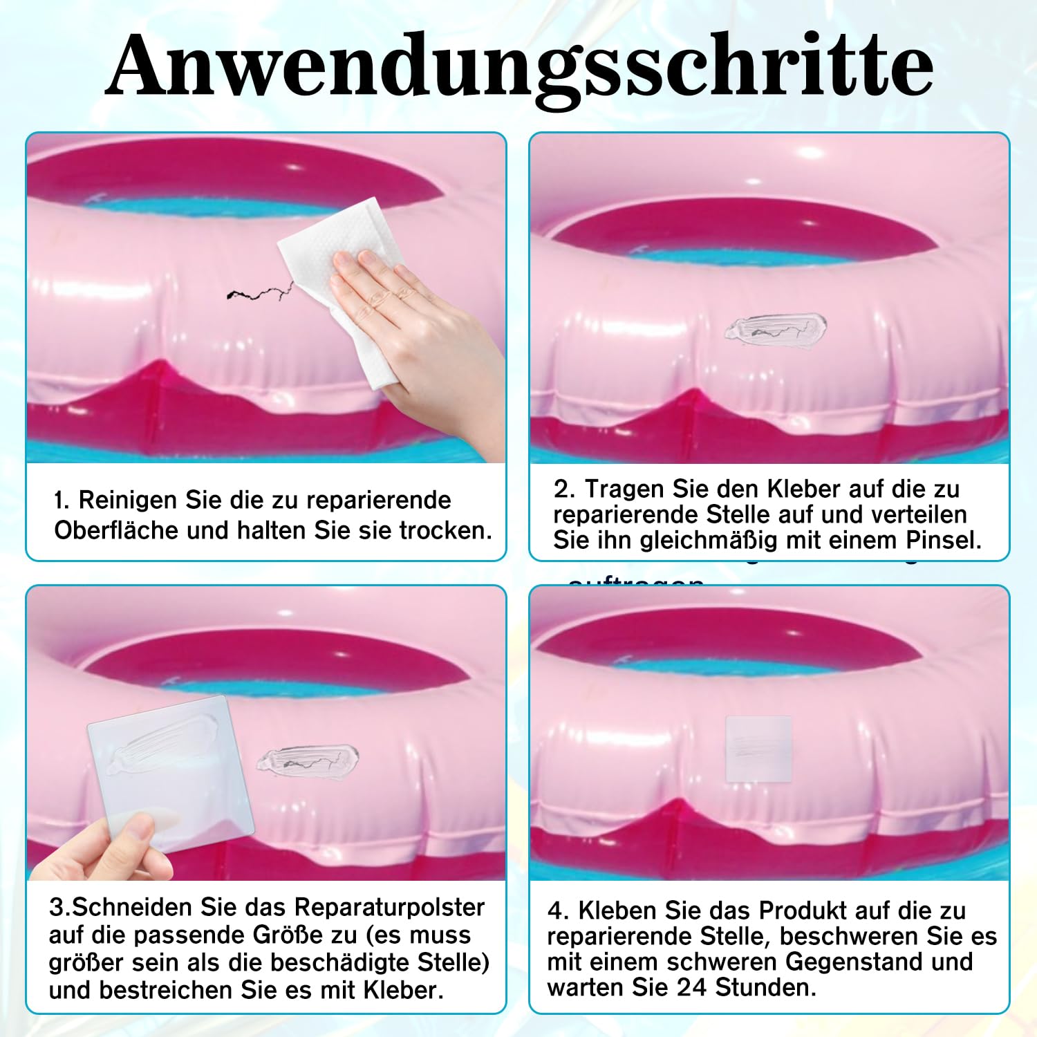 235ml Schlauchboot Reparatur Kleber Extra Stark, PVC Reparaturkleber, mit Pinsel und Anleitung, wasserdicht & transparent, für Zelte, Planen, Poolfolien, Dachbahnen & Outdoor-Ausrüstung