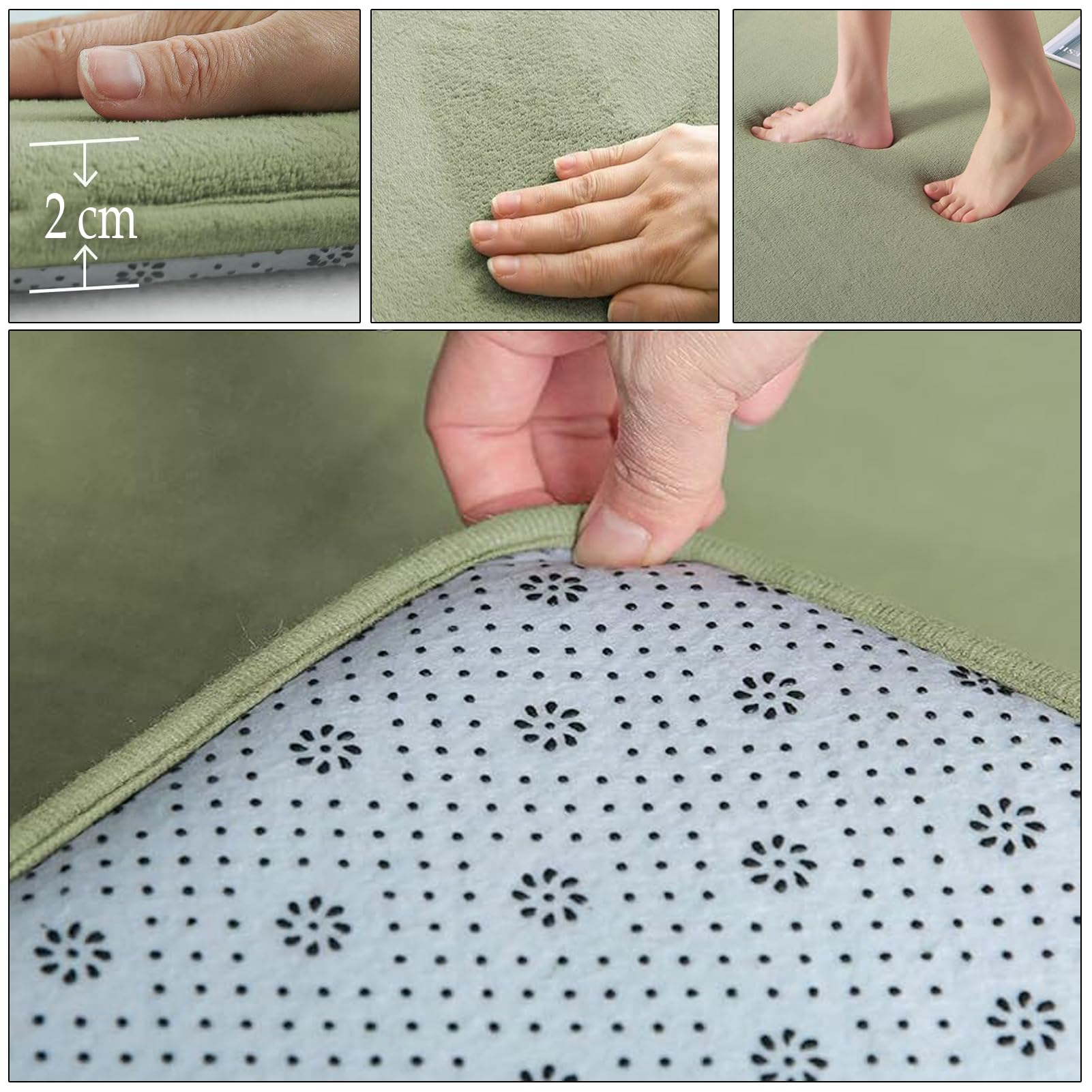 Tapis Bebe Epais, 2cm Epais Tapis de Jeu Ramper avec Mousse Mémoire Vert Herbeux 120 x 180 cm Tapis de Jeu Bebe Velours Corail pour Chambre, la Chambre du bébé, Salon, Parc Enfants