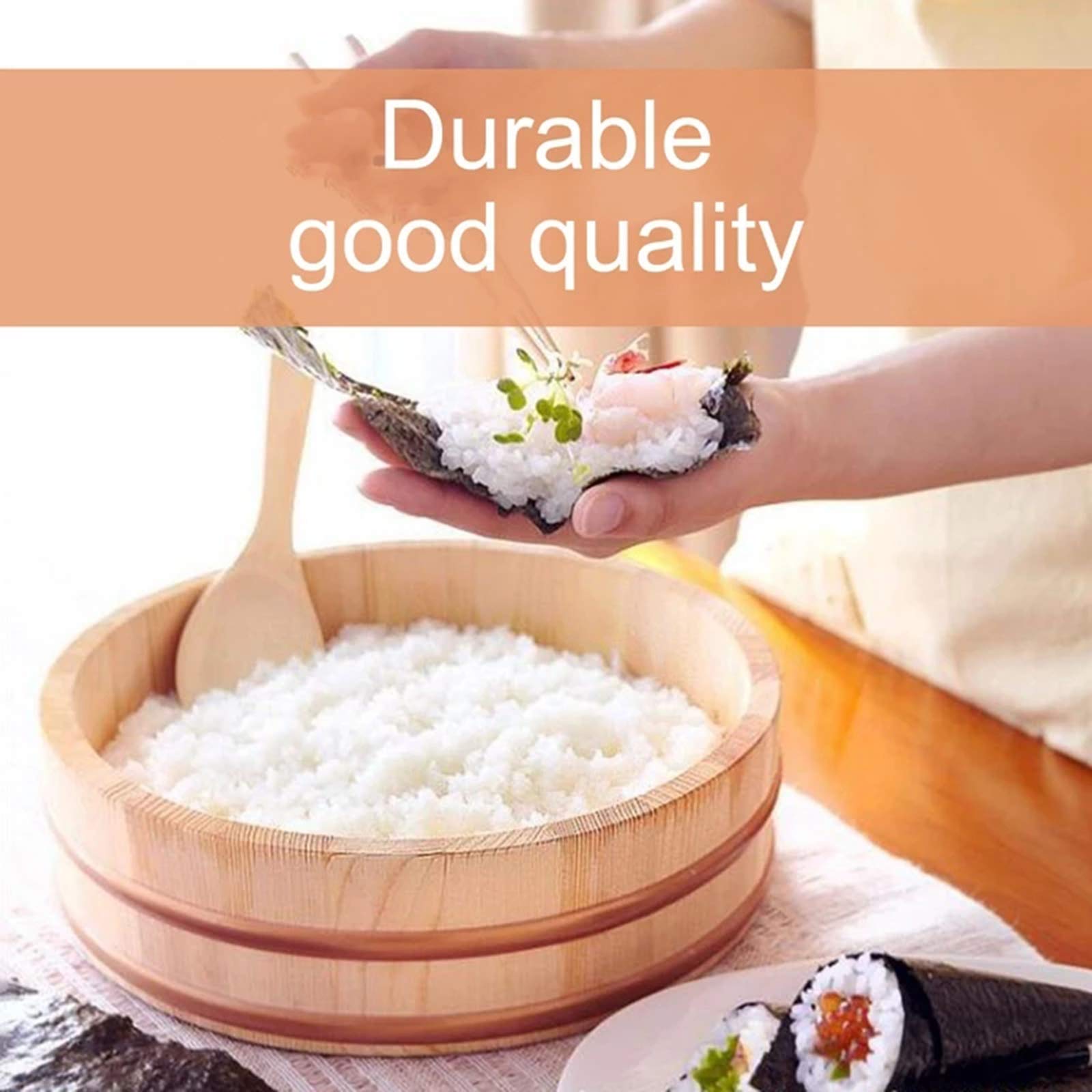 Amazon｜大きな木製の寿司丼、はんぎりミキシングボウル寿司桶おにぎり 