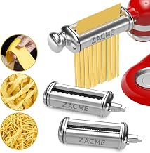 Pasta Maker Attachments Set for All KitchenAid/Cuisinart Stand Mixer, 3-Piece Pasta attachments Included Pasta Sheet Roller, Spaghetti Cutter and Fettuccine Cutter Maker Accessories by ZACME
