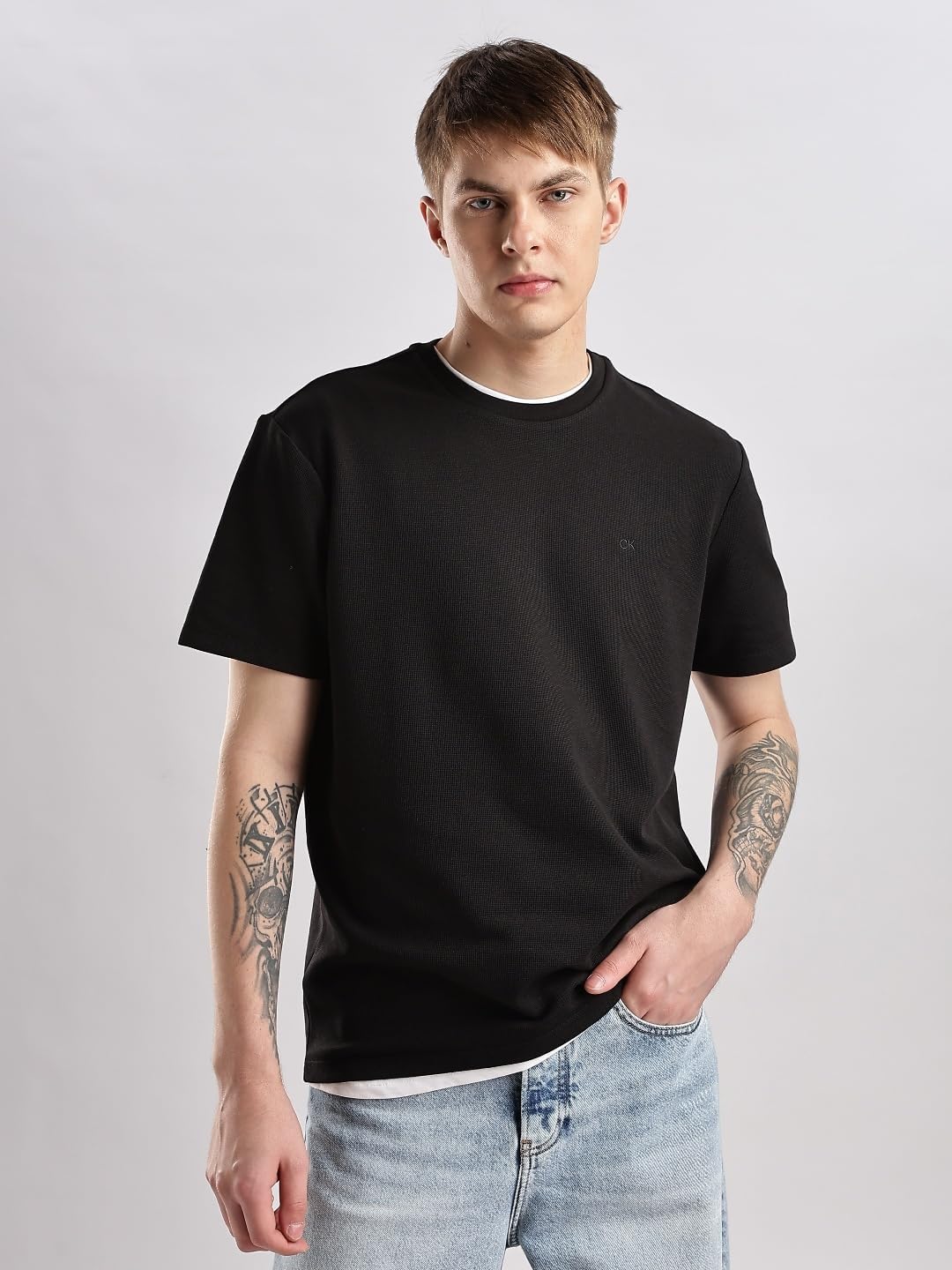 Calvin Klein Mens Micro Waffle Short Sleeve T-Shirt - Image 7