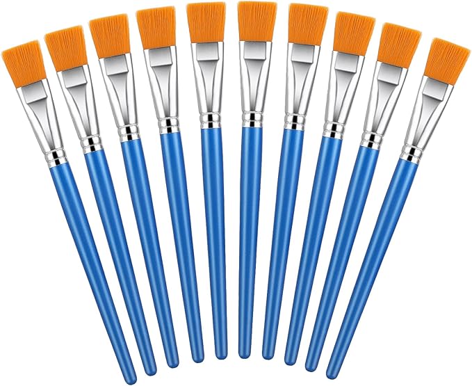 10 Pcs Paint Brushes for Acrylic Painting, 1 Inch Acrylic Paint Brushes Nylon Paint
