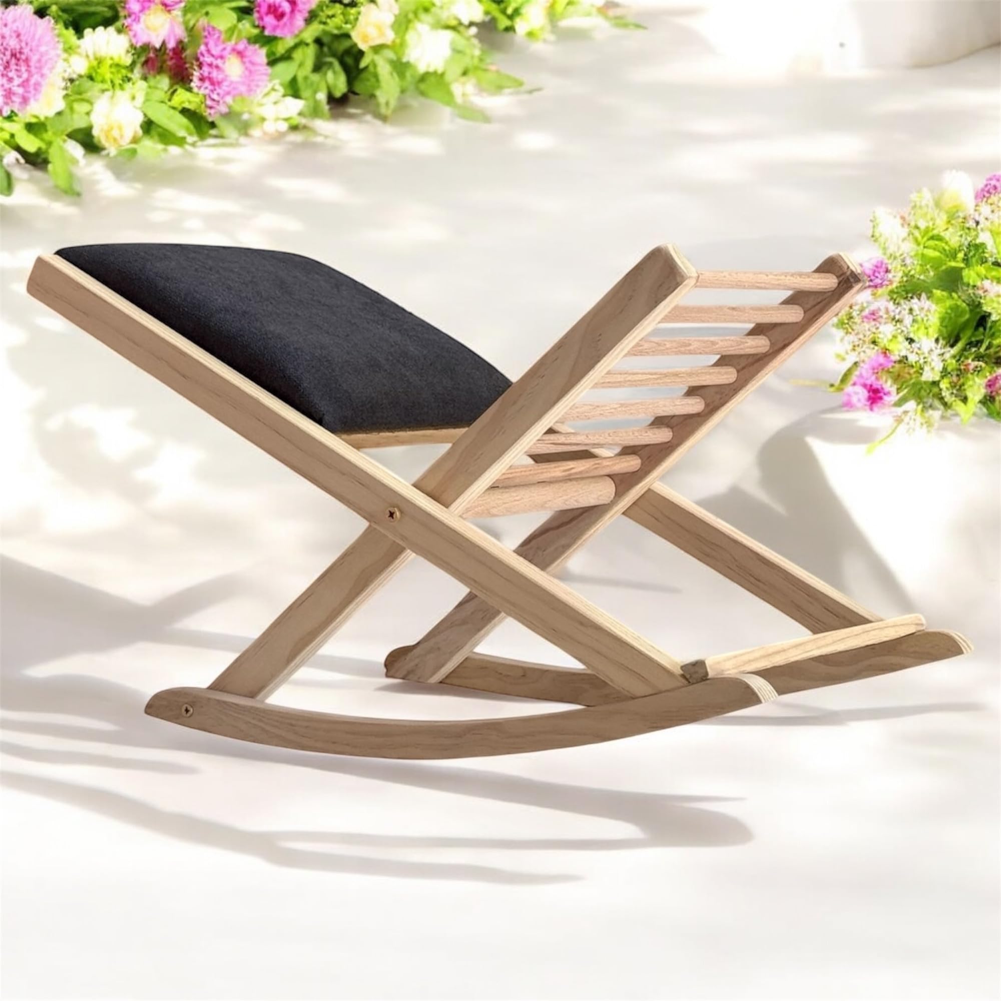 Sueña y Desacansa Reposapies Plegable Balancín de Madera de Pino y Fabricación Artesanal (Gris)