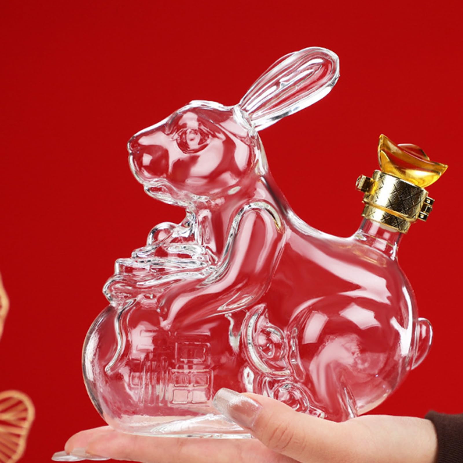 bottiglia per liquori a forma di animale, Decantador Zodiaco Cinese Coniglio Decanter for Whisky Bottiglia di