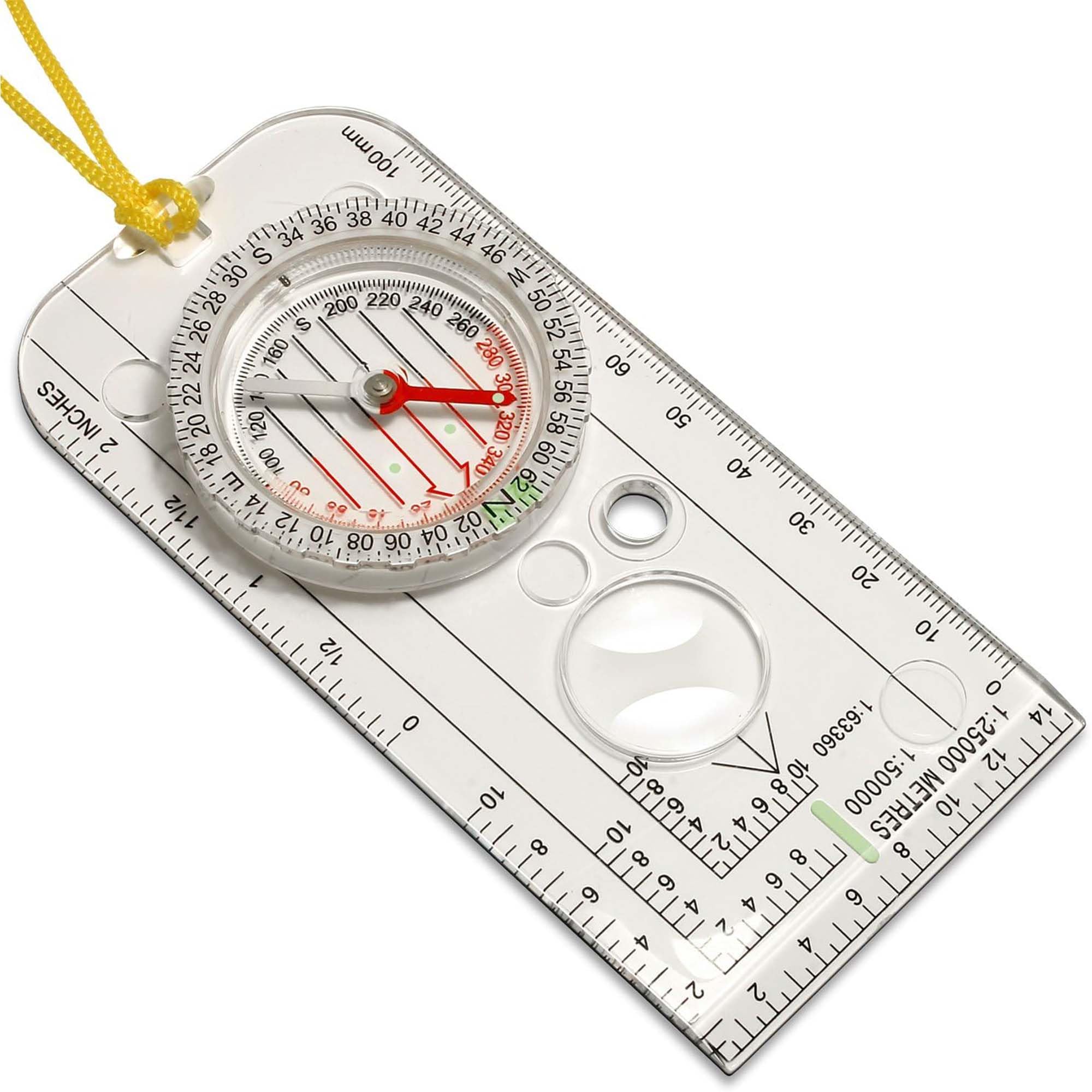 Rynli Navigation Compass for Hiking – Waterproof Expedition Compass with Luminous Needle, Rotating Bezel, Magnifying Glass & Measuring Scales – Camping, Trekking, Survival, Expedition Use