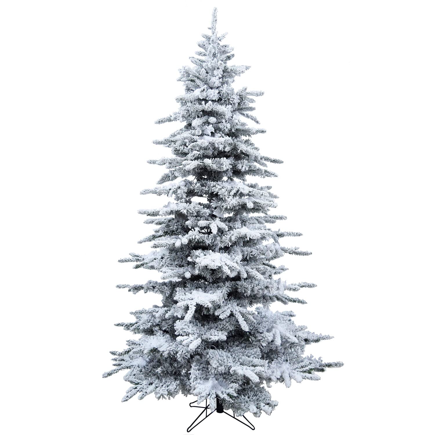 Christmas Time 6.5-Ft Silverado Pine White Flocked Slim Christmas Tree with Metal Stand, No Lights