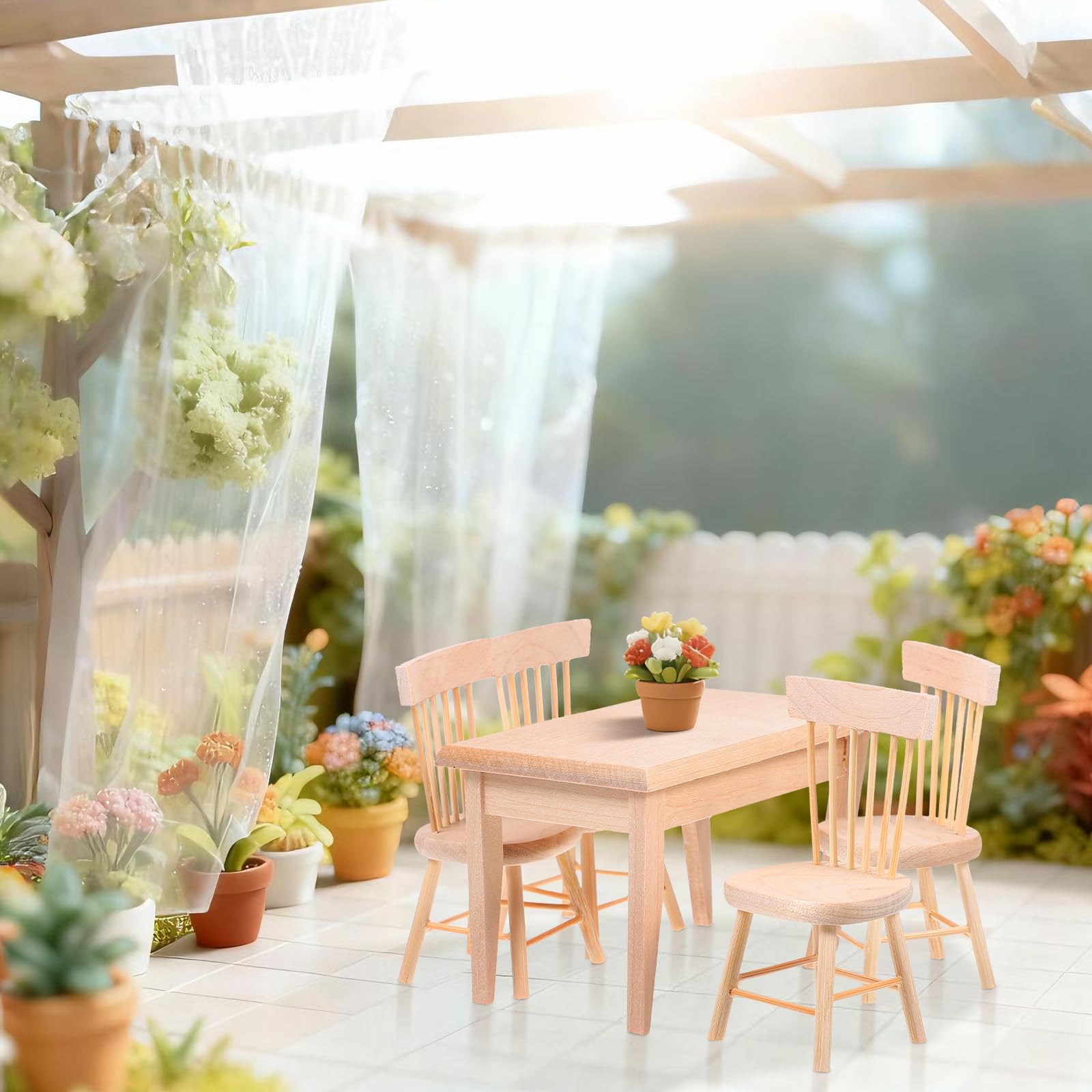 TOYANDONA 5 pezzi casa delle bambole tavolo in legno miniatura tavolo tavolo tavolo da pranzo set mobili mini accessori per casa delle bambole fate giardino