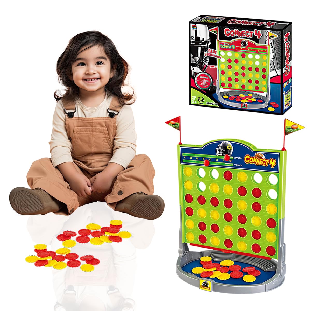 Kids Connect 4 Game Intelligent Skills Development Puzzle Games Toy Classic Four in Row Game Children's Family Fun Board Travel Game Kids & Adults