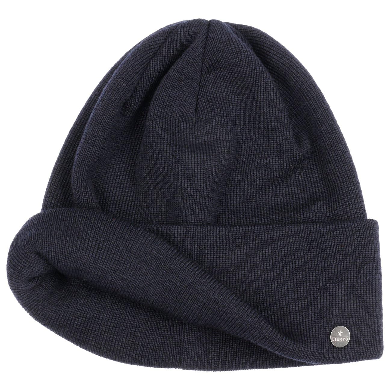 LIERYS Czapka z mankietem Merino dziana nakrapiana Wyprodukowano w Niemczech Unisex Jesien Zima