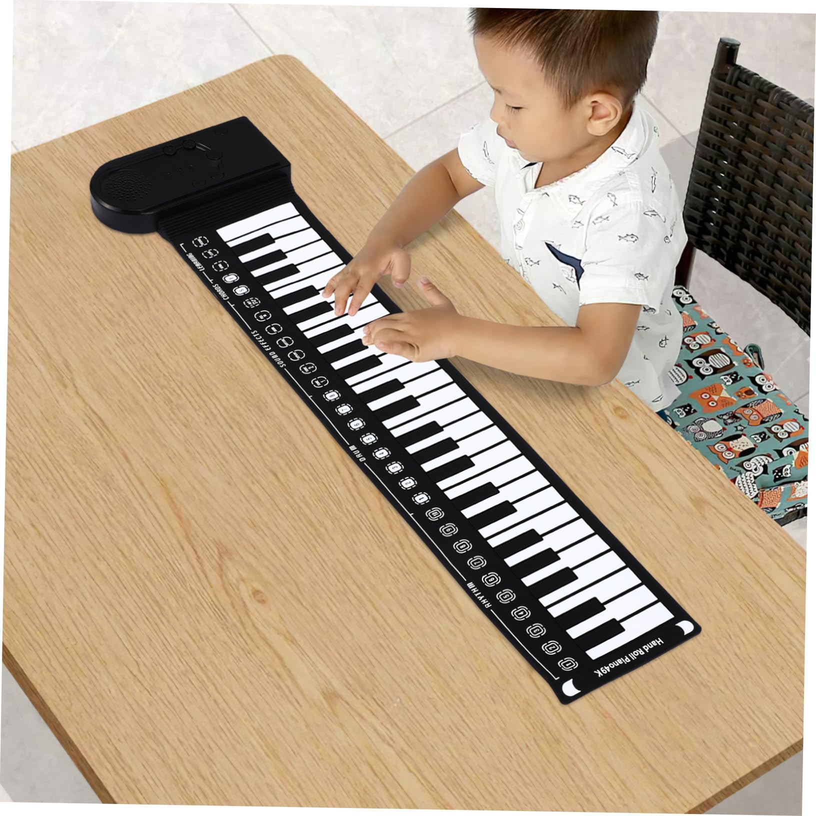 HEMOTON Tastiera Musicale Pieghevole 49 Tasti in Silicone, Pianoforte Portatile Arrotolabile Altoparlante Integrato per Principianti, Nero