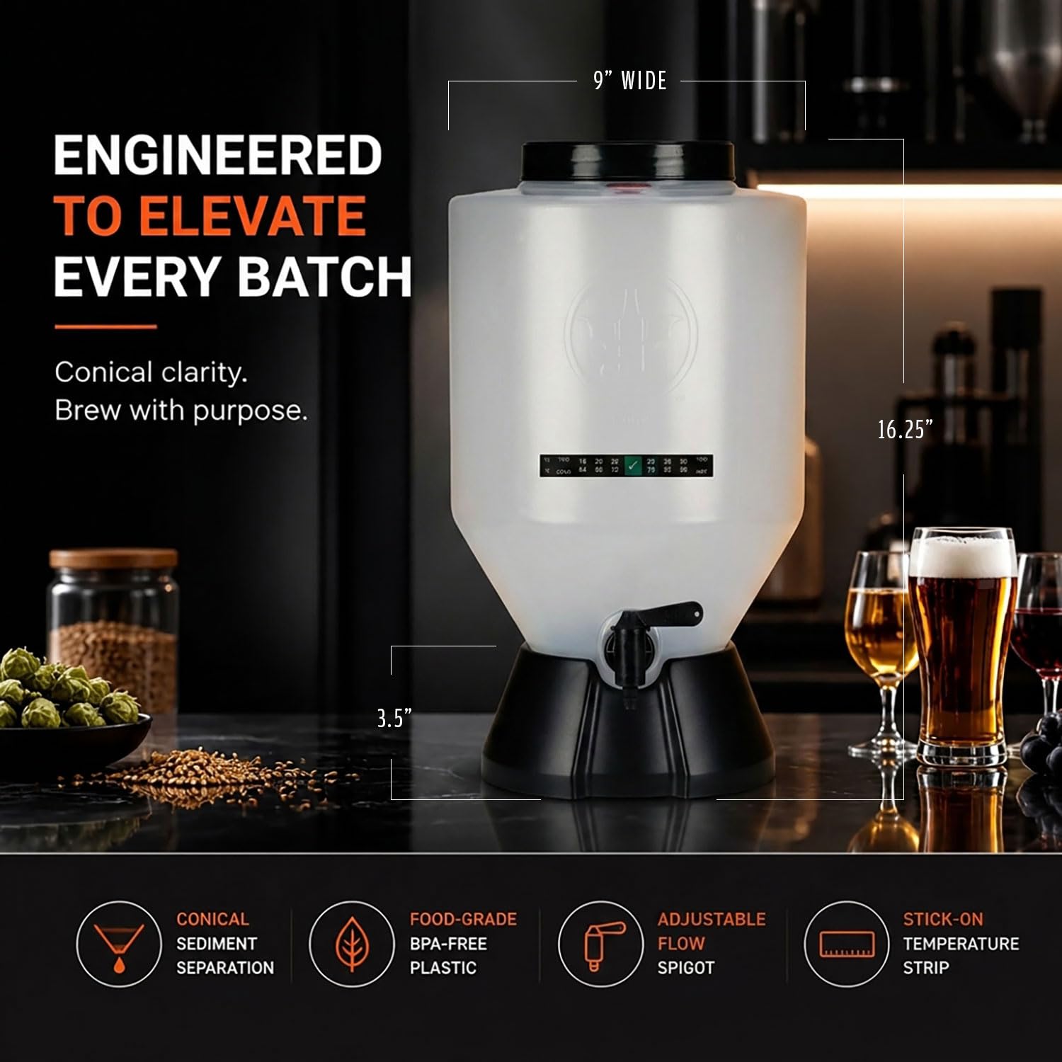 Kit professionale per la produzione di birra artigianale con bottiglie, fermentatore conico elimina i sedimenti e rende una grande degustazione di birra fatta in casa - kit da 2 galloni