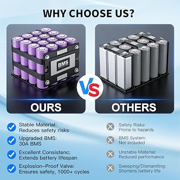 36V/48V Ebike Battery,36V10Ah Battery Pack with Power Light,USB Port,Safe Lock, XT60 Connector for 200W-1000W Controller Motor,Solar System(36V10Ah)