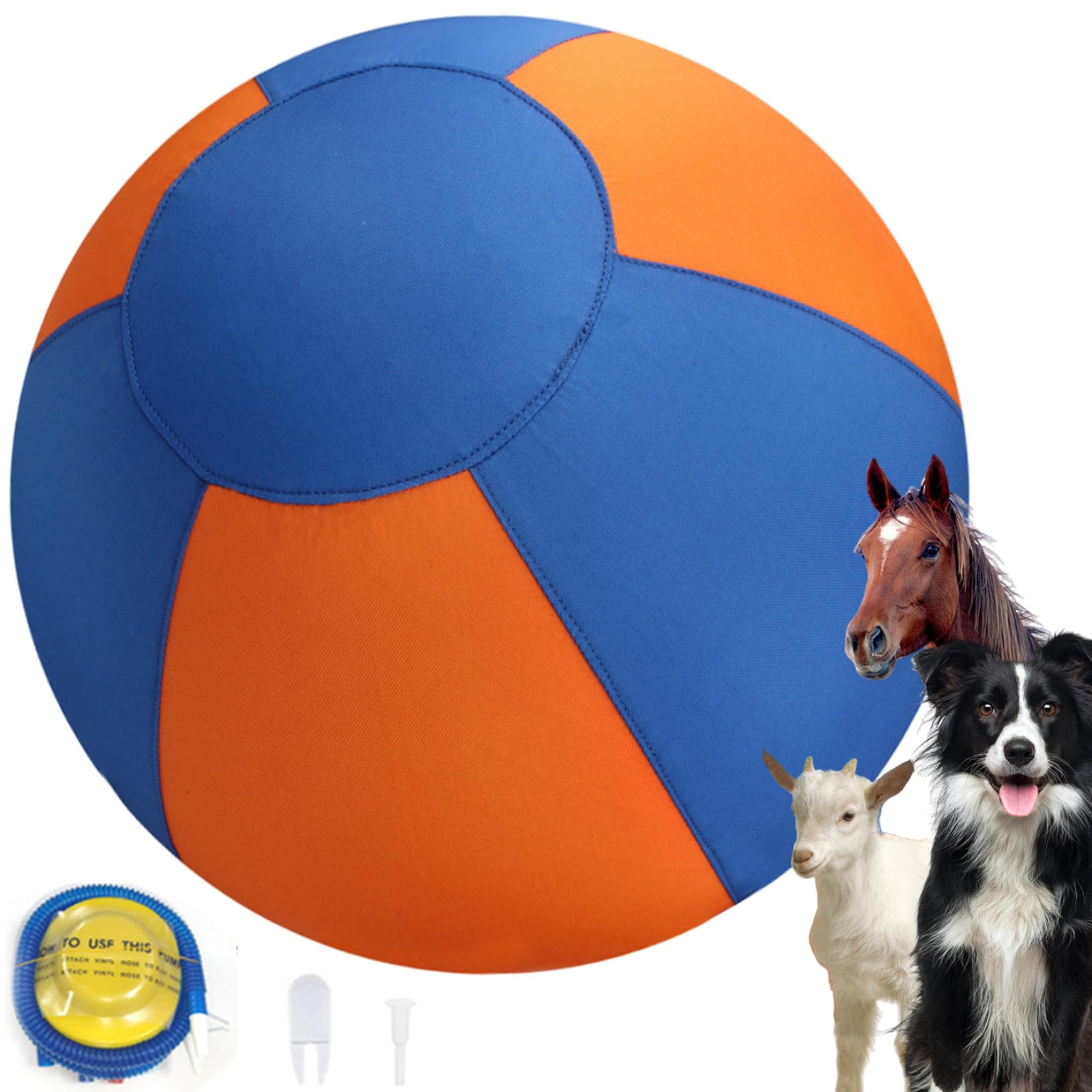 Latemeia Herding Ball for Dogs 18inch PVC Herding Ball with Zippered Polyester Cover Scratch Resistant Interactive Multi-Purpose Toy for Horse & Sheep, Decoración del hogar