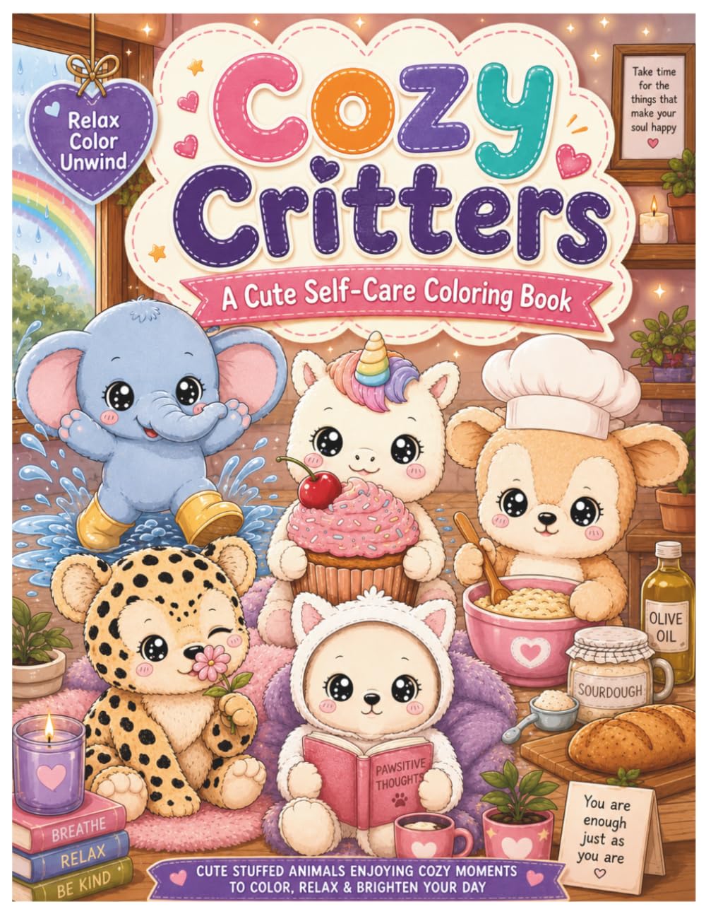 Cozy Critters: A Cute Self-Care Coloring Book