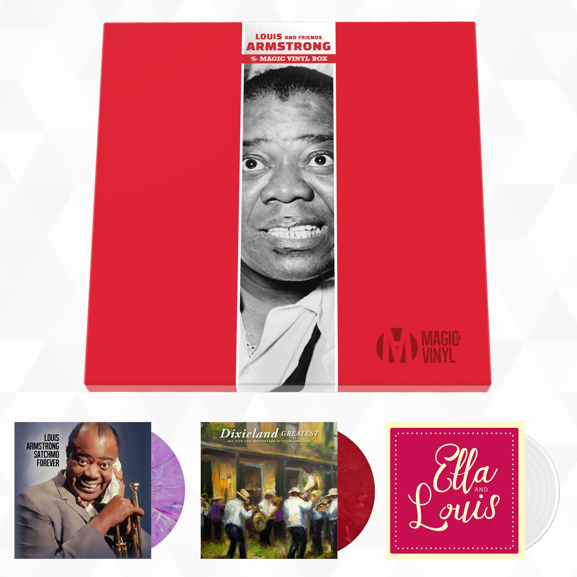 Louis Armstrong and Friends - Magic-V-Box - 3 Vinylschallplatten - einzigartig und limitiert - Top Geschenk!