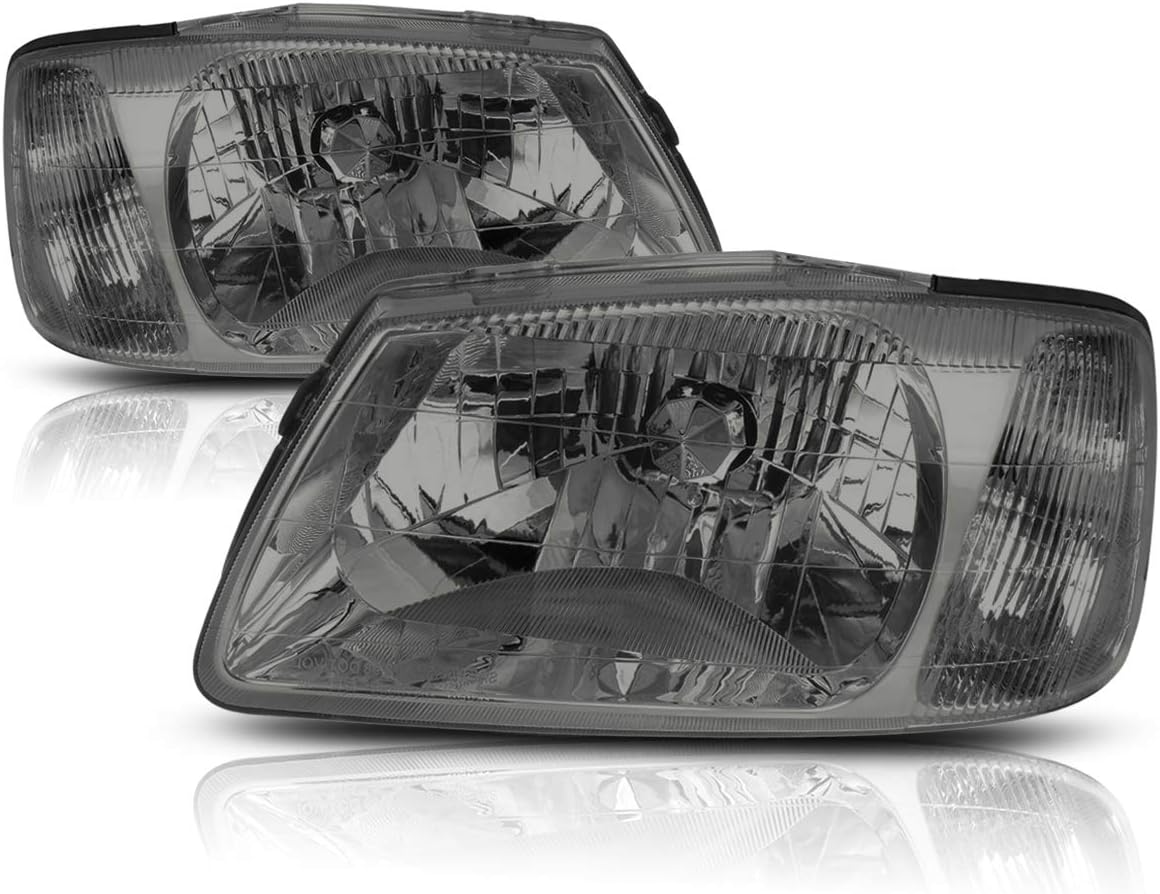 PM PERFORMOTOR Headlights Assembly Compatible with 2000 2001 2002 Hyundai Accent, 2Pcs Replacement Headlamps with Clear Coner