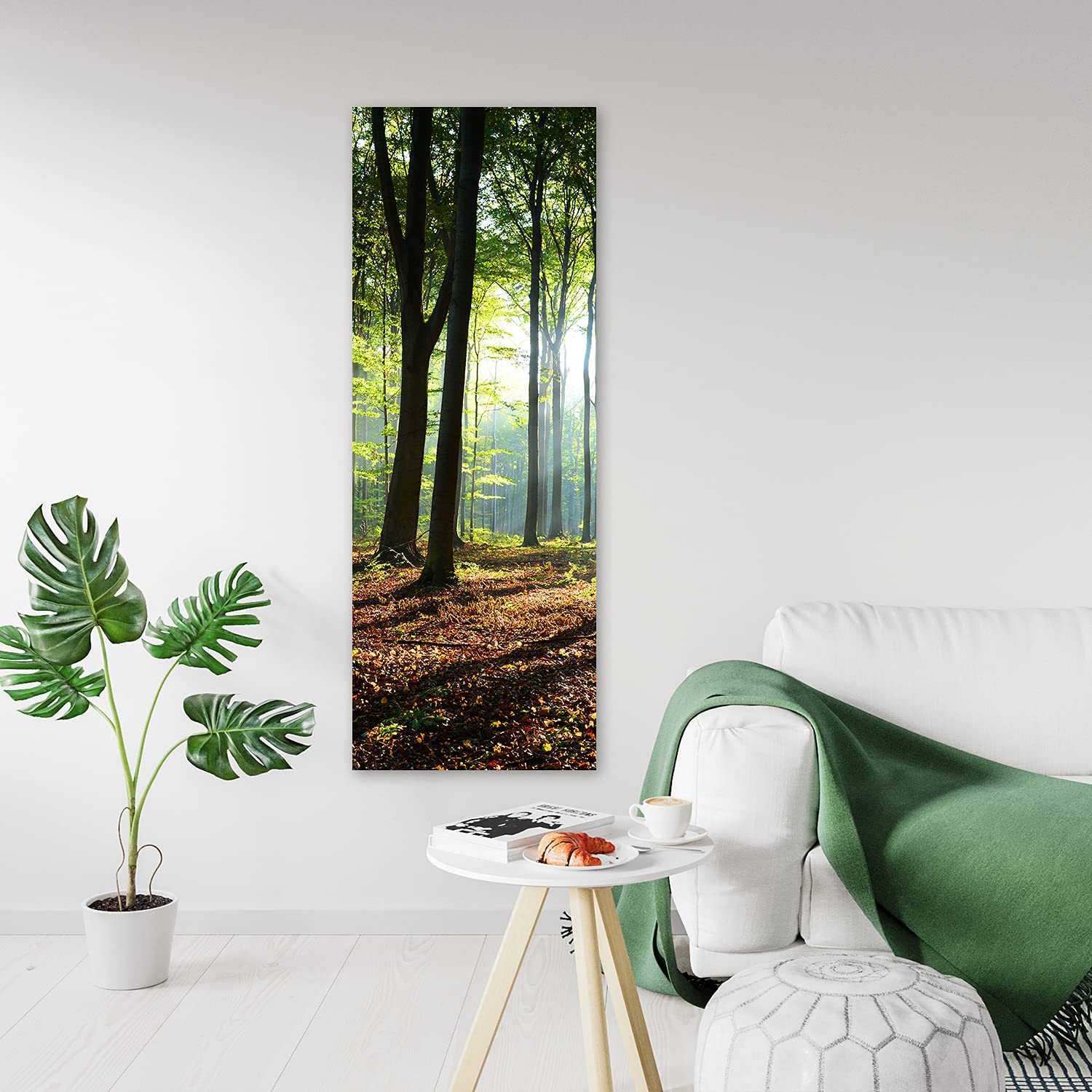 Feeby Leinwand Bilder - Natur - Wald - 50x150 cm- Deko Wohnzimmer - Wandbilder Schlafzimmer - Deko Aesthetic - Wand Deko - Leinwand Groß - Bäume - Deko Zimmer - Leinwandbilder XXL
