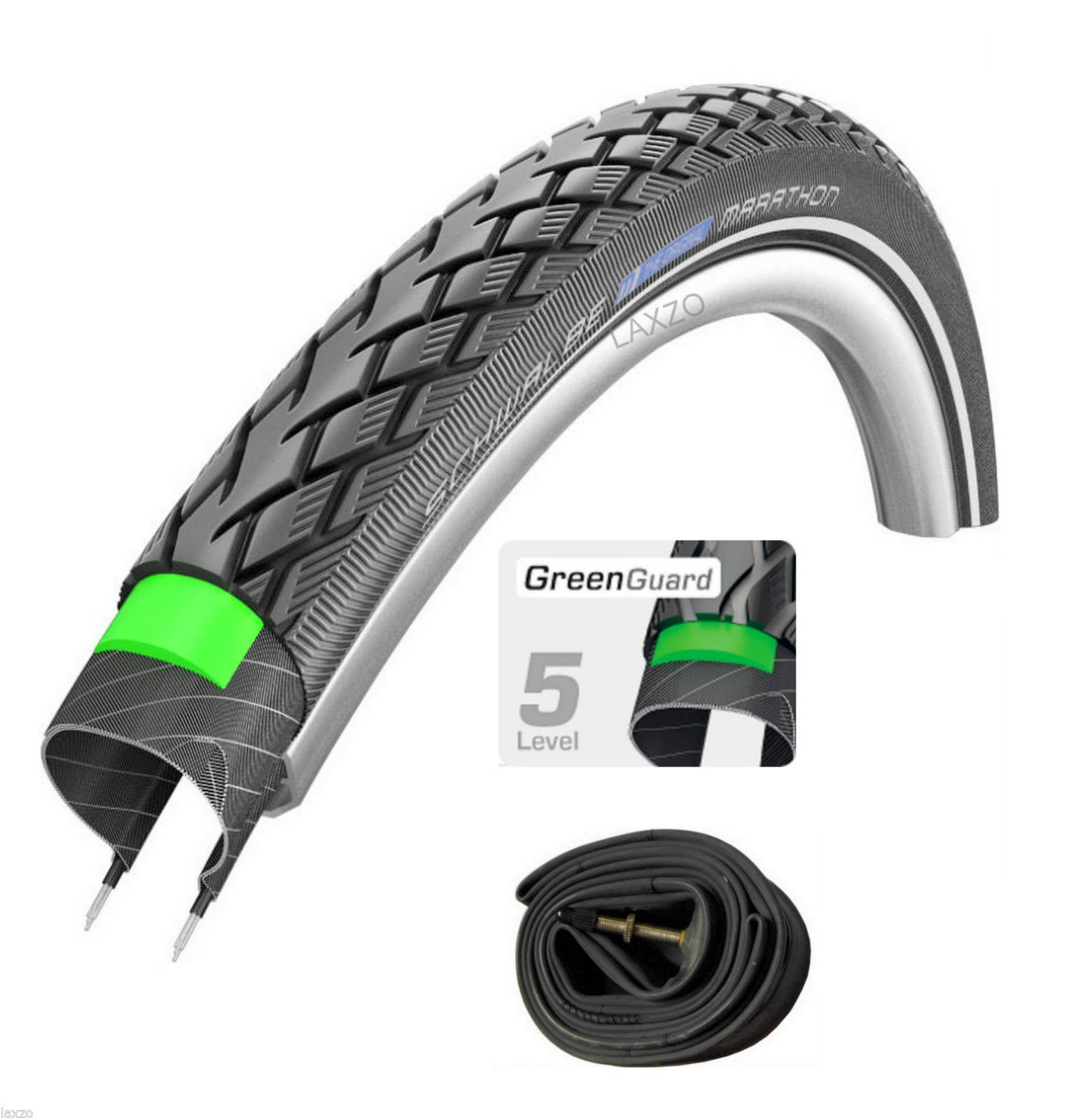 Schwalbe 2 X Marathon HS 420 Wired Tyre - Clincher, Black, 1.75 Inch, Semi-Slick, CYCLING_TIRE