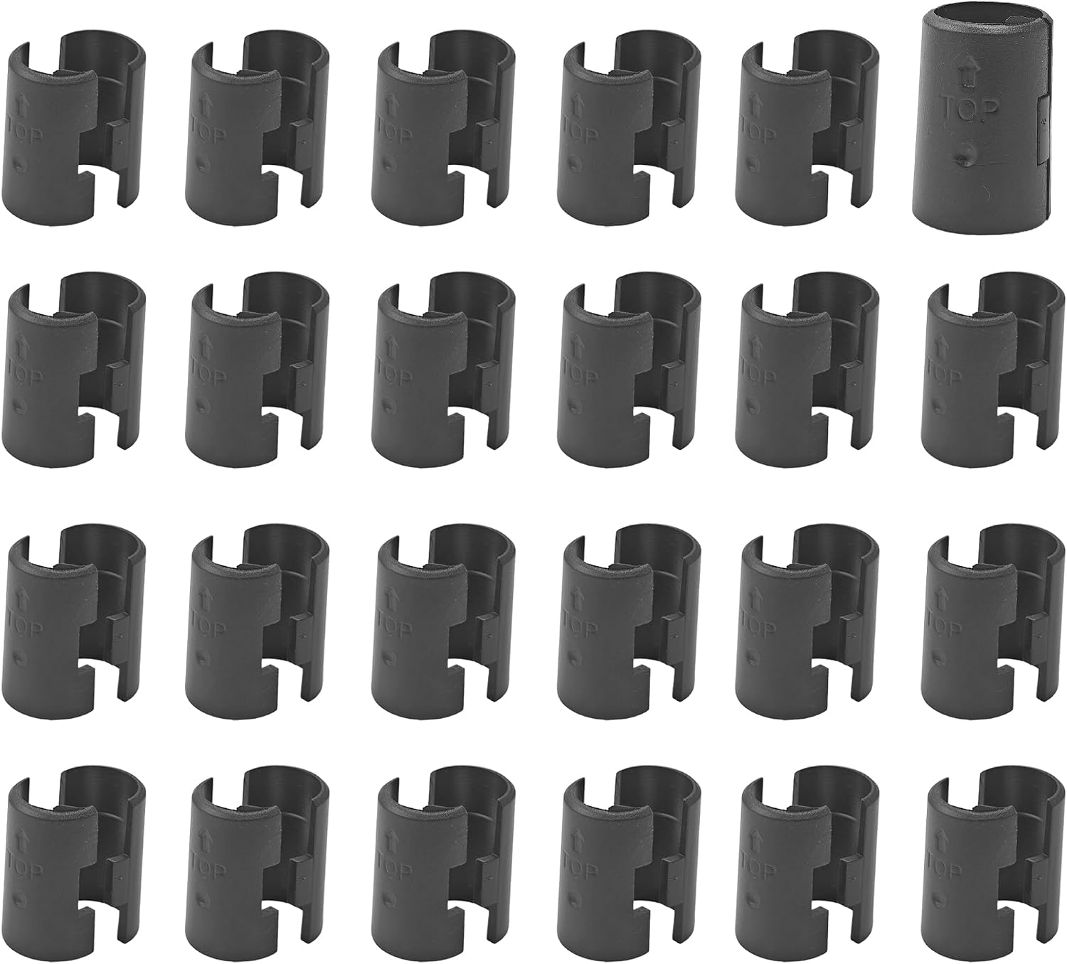48PCS Wire Shelf Clips for 5/8” Post, 24 Pairs Plastic Lock Clips Metal Wire Shelving System Sleeve Replacements Parts for Metal Shelving Sleeves System