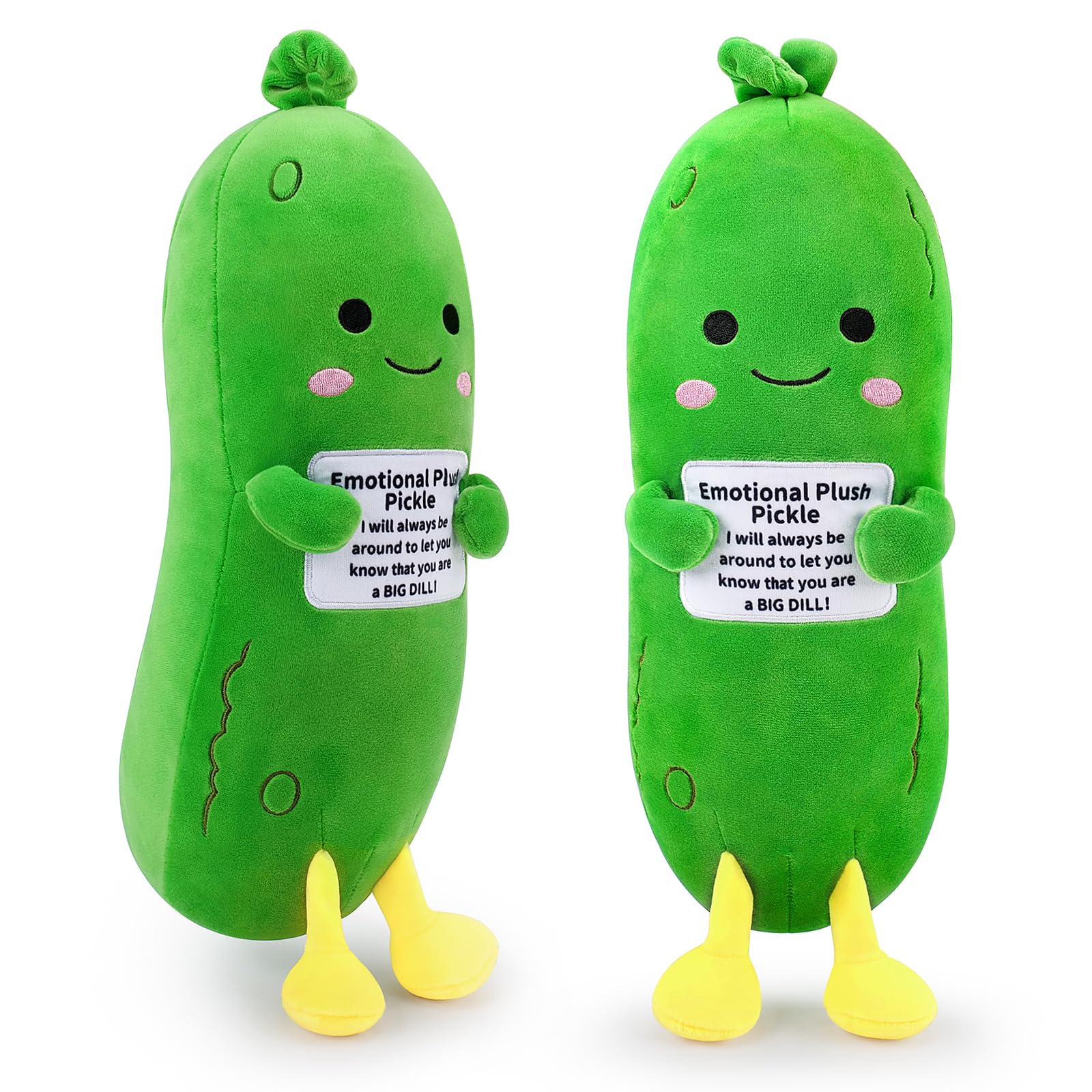 19.6 in Cucumber Plush Toy Emotion Support Cucumber Doll Stuffed Duck Plush Pillow Positive Hugging Pillow Cucumber Cuddly Toy for Unisex Cute Decor Funny Encouraging Present (Dark green)