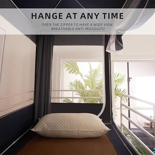 Miniatura 5 de Cortinas de litera para privacidad, mosquitera, tela opaca completa, toldo para cama de estudiantes, tienda de campaña para dormitorio de