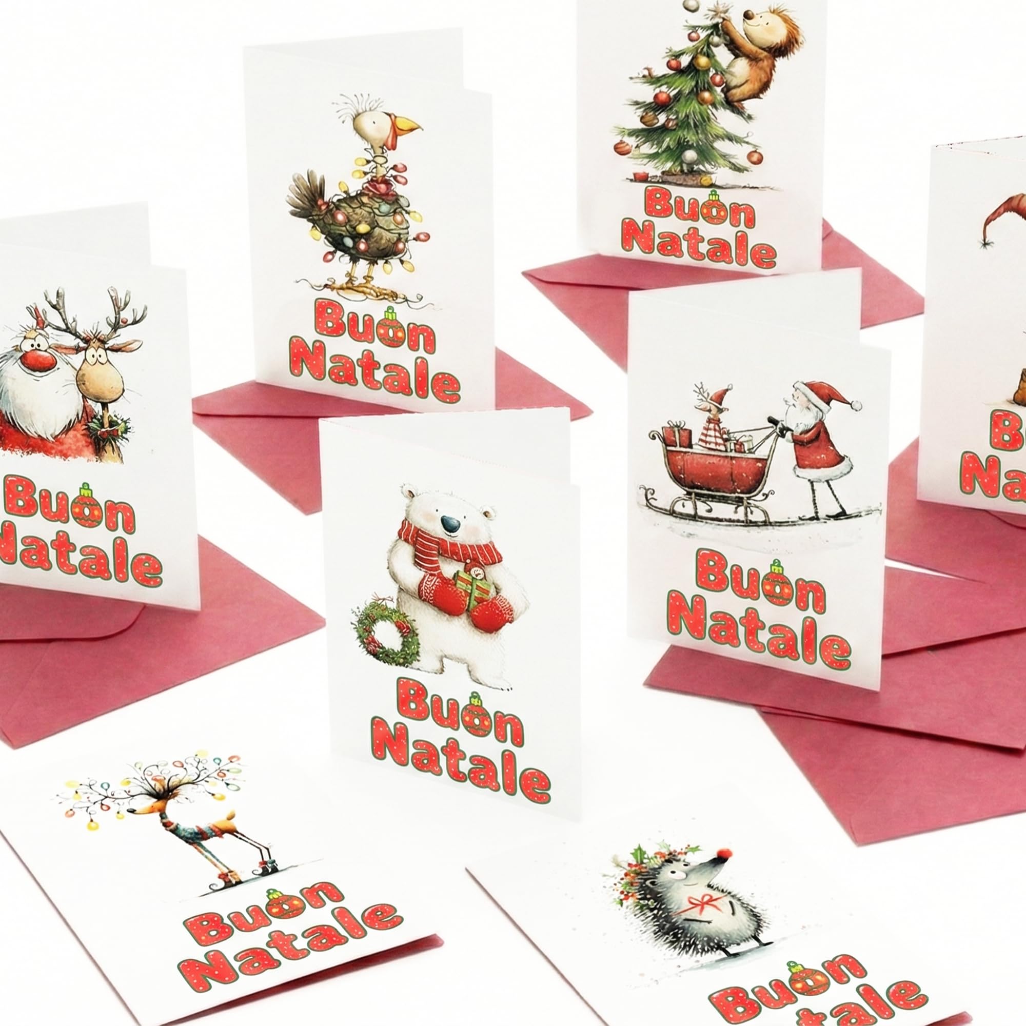 Biglietti natalizi italiani A6 con buste rosse – Set 30 pezzi