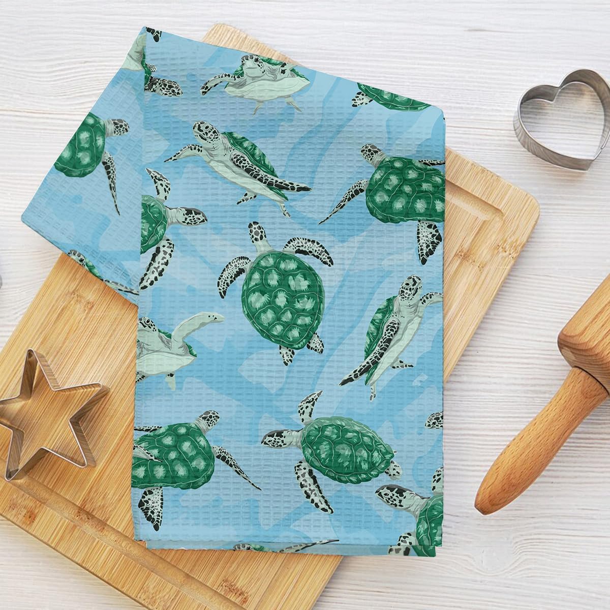 Cute Turtle Kitchen Towels for Home Kitchen Bathroom, Dish Cloths for Washing Dishes, Soft Absorbent Microfiber Hand Tea Towel, Turtle Gifts for Women Mom