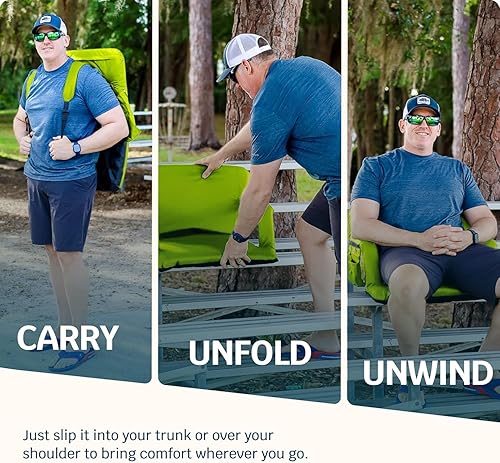 Miniatura 3 de Alpcour Asiento de estadio reclinable con calefacción para gradas, silla ancha con respaldo y cojín, reposabrazos, bolsillos laterales y gancho,