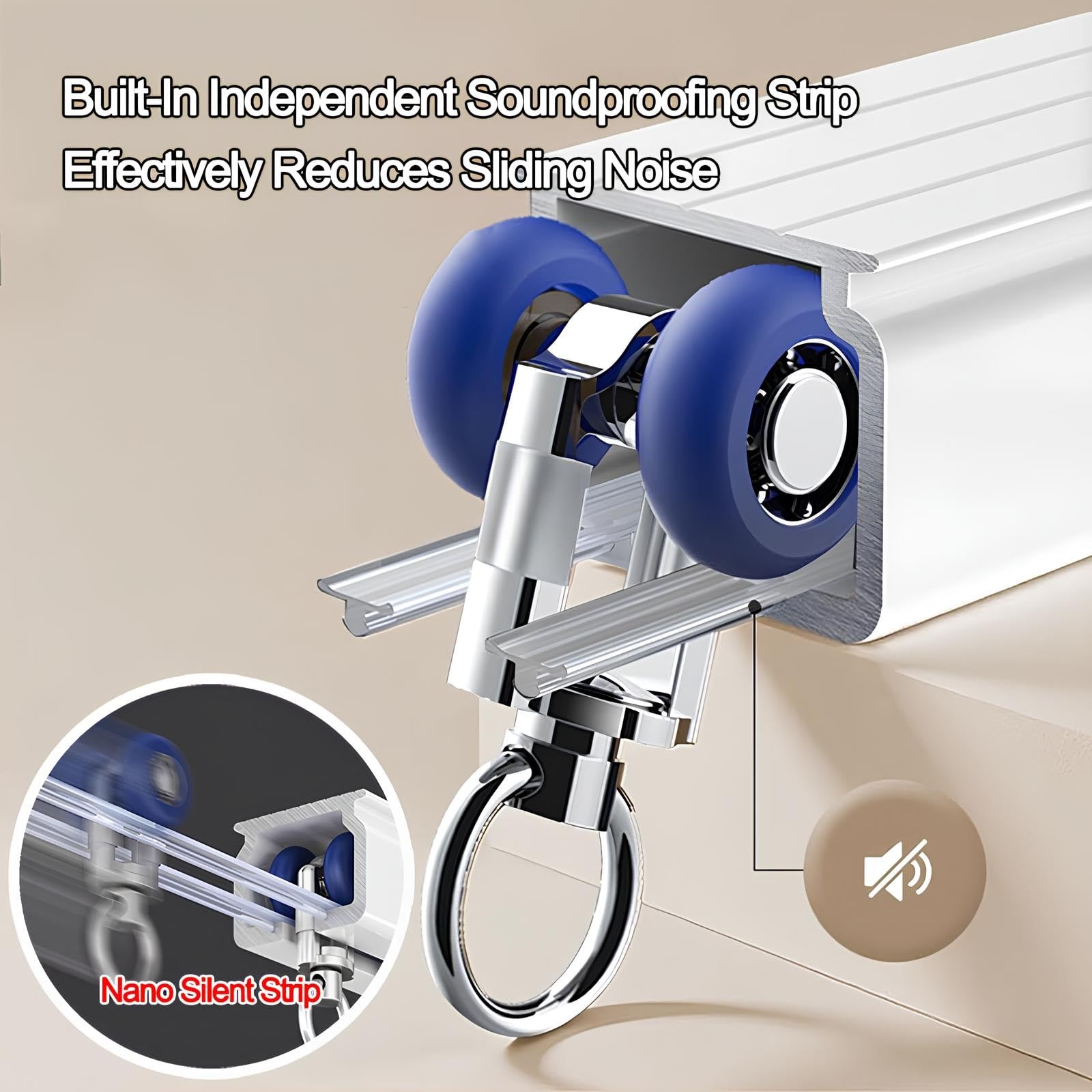Aluminiowy system szyn sufitowych z dźwiękoszczelnymi taśmami, szyna ścienna i sufitowa, do salonu, sypialni, przegrody prysznicowej, biała, 4 x 1,25 m