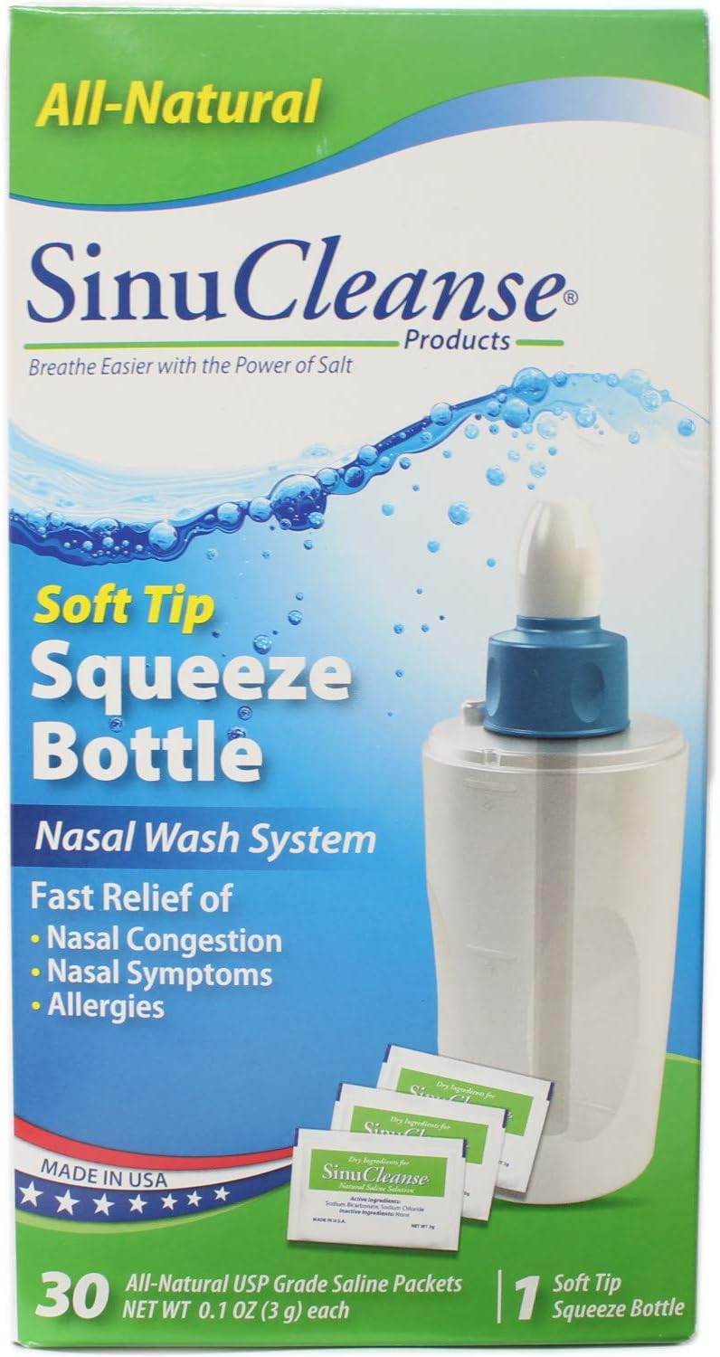 SinuCleanse Squeeze Nasal Wash Kit Plus All-Natural Saline S