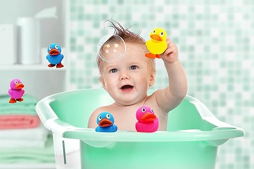 Miniatura 7 de The Dreidel Company Juguete de pato de goma jumbo con aletas, aprieta para chirrido y quack, patitos de goma gigantes para niños, baño, baby shower,