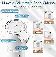 Vista 3 de Automatic Liquid Soap Dispenser,4-Level Adjustable, Wall Mount,USB Rechargeable,12.8oz/ 380ml,Touchless Hand & Dish Soap Dispenser for Bathroom