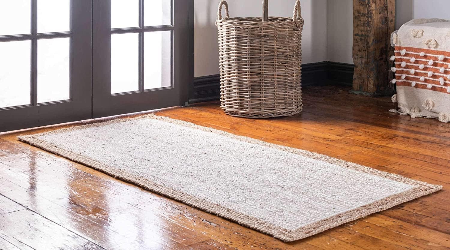 Tapis décoratif en jute naturelle tressé fait à la main