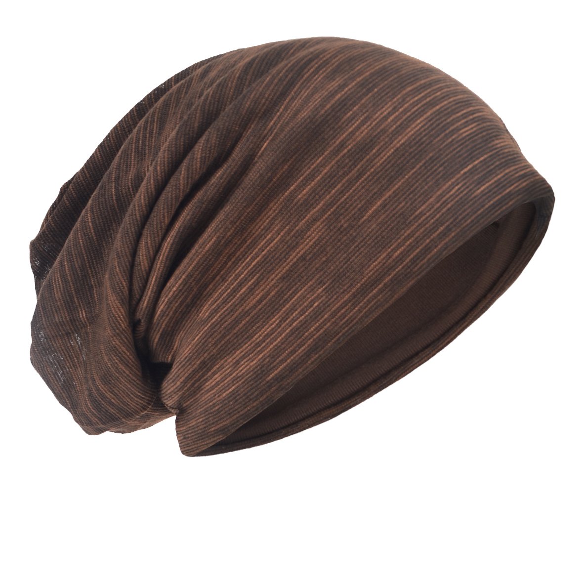 Hisshe Men's Plain-Brown Retro Slouchy Beanie Jersey Skull Cap Slouch Baggy Summer Hat B083 (Plain-Brown)(Size: M)