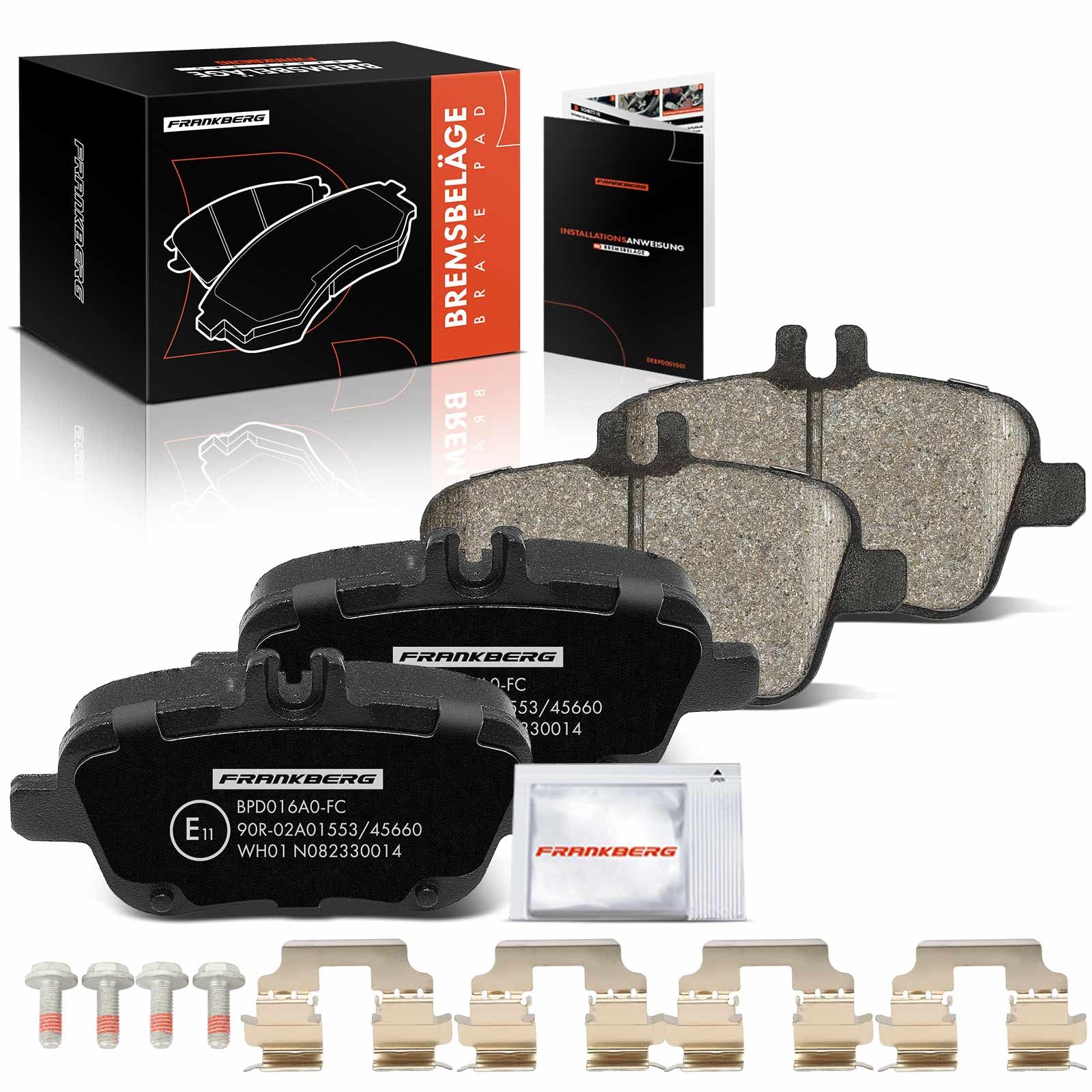 Frankberg Brake Kit Brake Disc Pad Rear Axle Compatible with A-Class W176 A160-A250 1.5L-2.1L 2012-2018 B-Class W242 W246 B160-B250 1.5L-2.1L 2011-2018 Replace# 0064208020