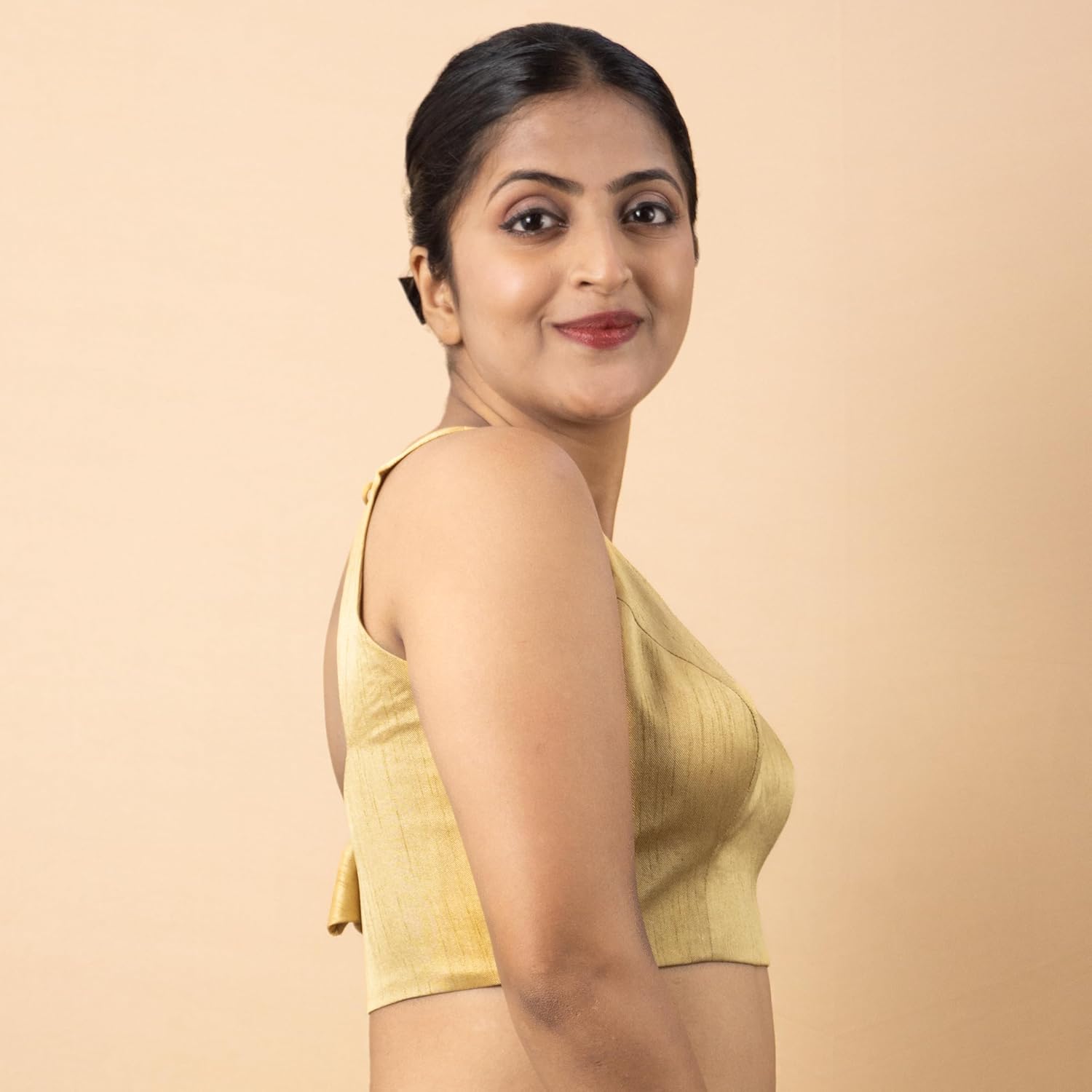 FIGURE'S DESIGNER Women's Dupion Silk Sweetheart Neck Sleeveless Readymade Saree Blouse S1