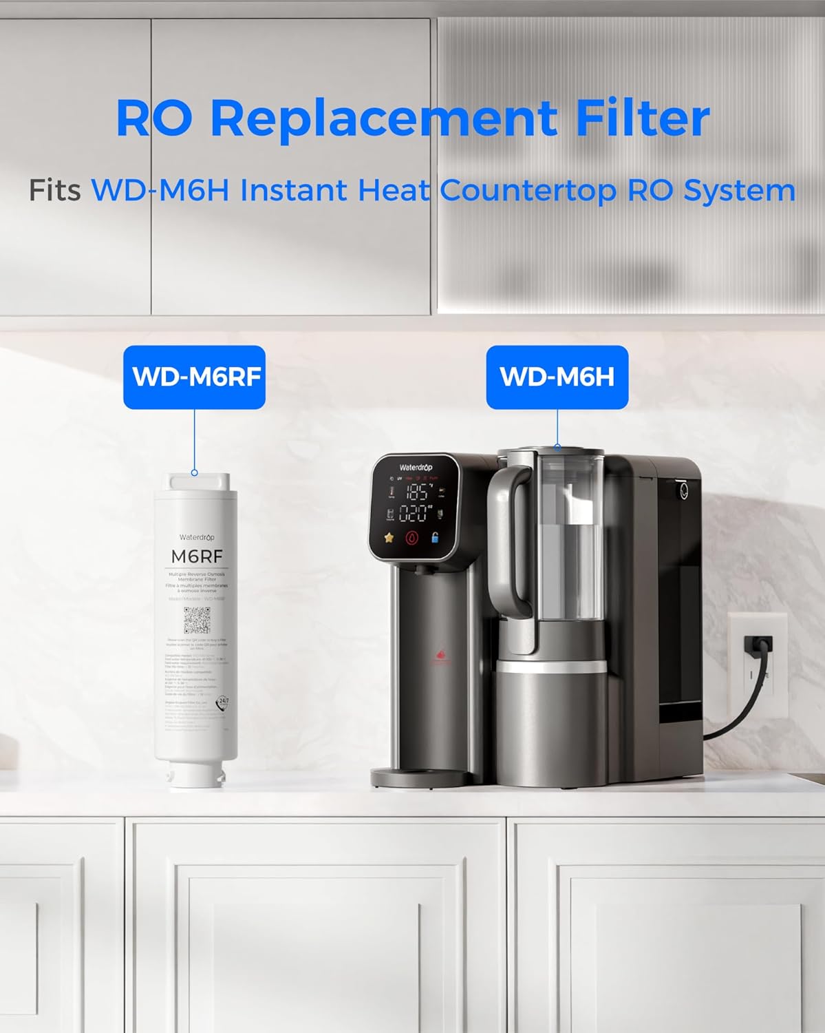 Waterdrop M6RF RO Water Filter, Replacement for Waterdrop M6H Countertop Reverse Osmosis System, 12-month Lifetime