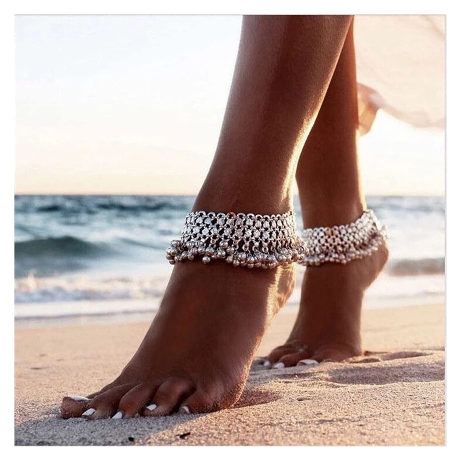 Cavigliere/Cavigliere Cavigliere da Donna Etniche retrò con Campanelle da Spiaggia