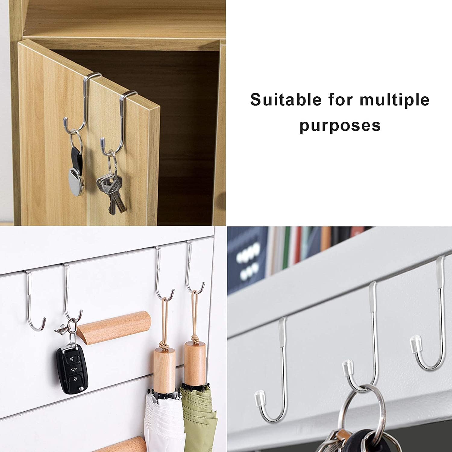Stainless Steel Over Door Hooks - No Drill -6 Stainless Steel Over Door Hooks - No Drill -6