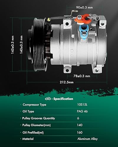 Miniatura 4 de SCITOO Compresor de CA para Toyota Corolla Matrix 1.8L 2003 2004 2005 2006 2007 2008 Compresor de aire acondicionado de enfriamiento rápido con