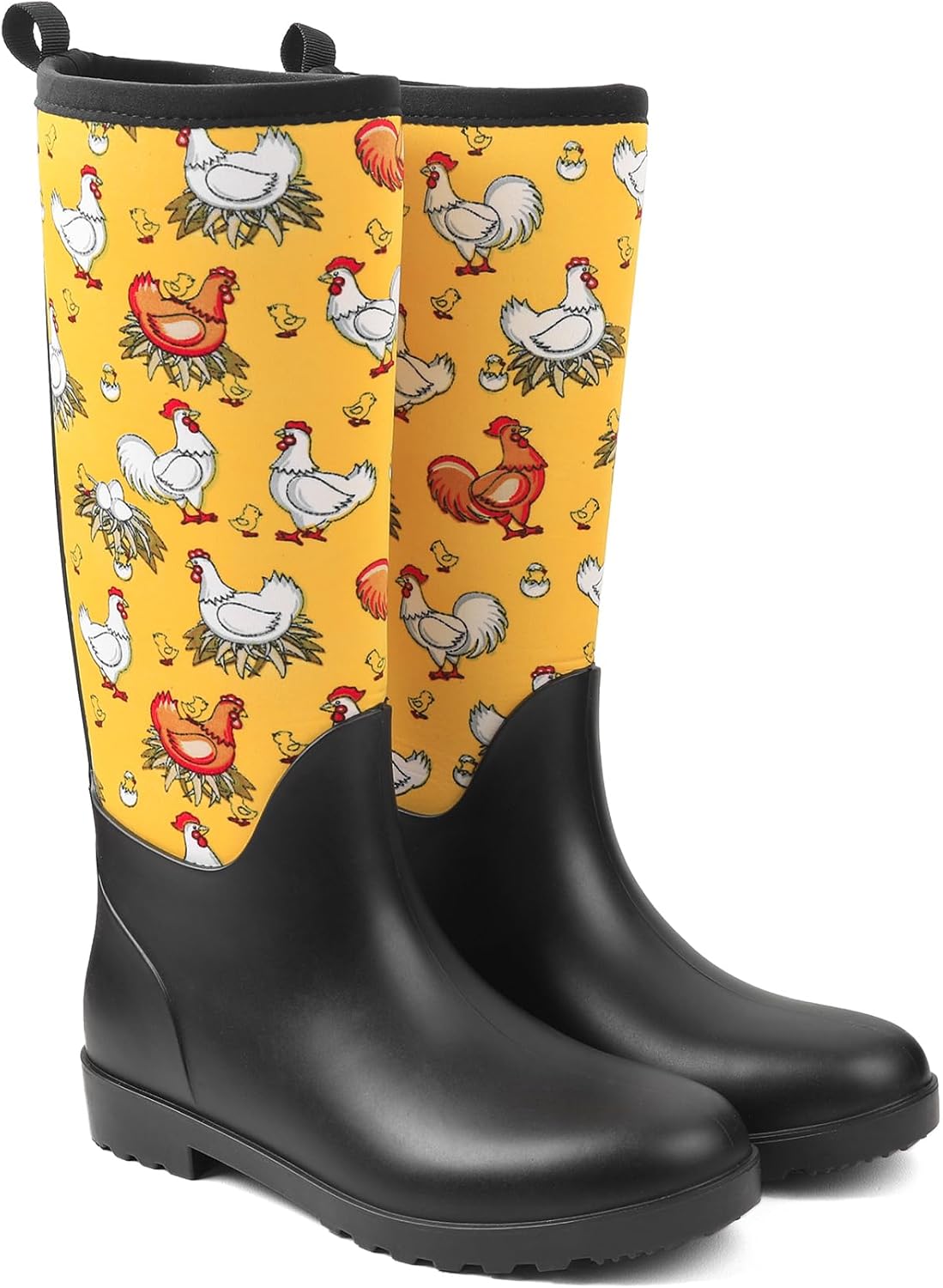 DKSUKO Women Rain Boots Waterproof,Rubber Short Mid Calf Pull on Snow Mud Shoes